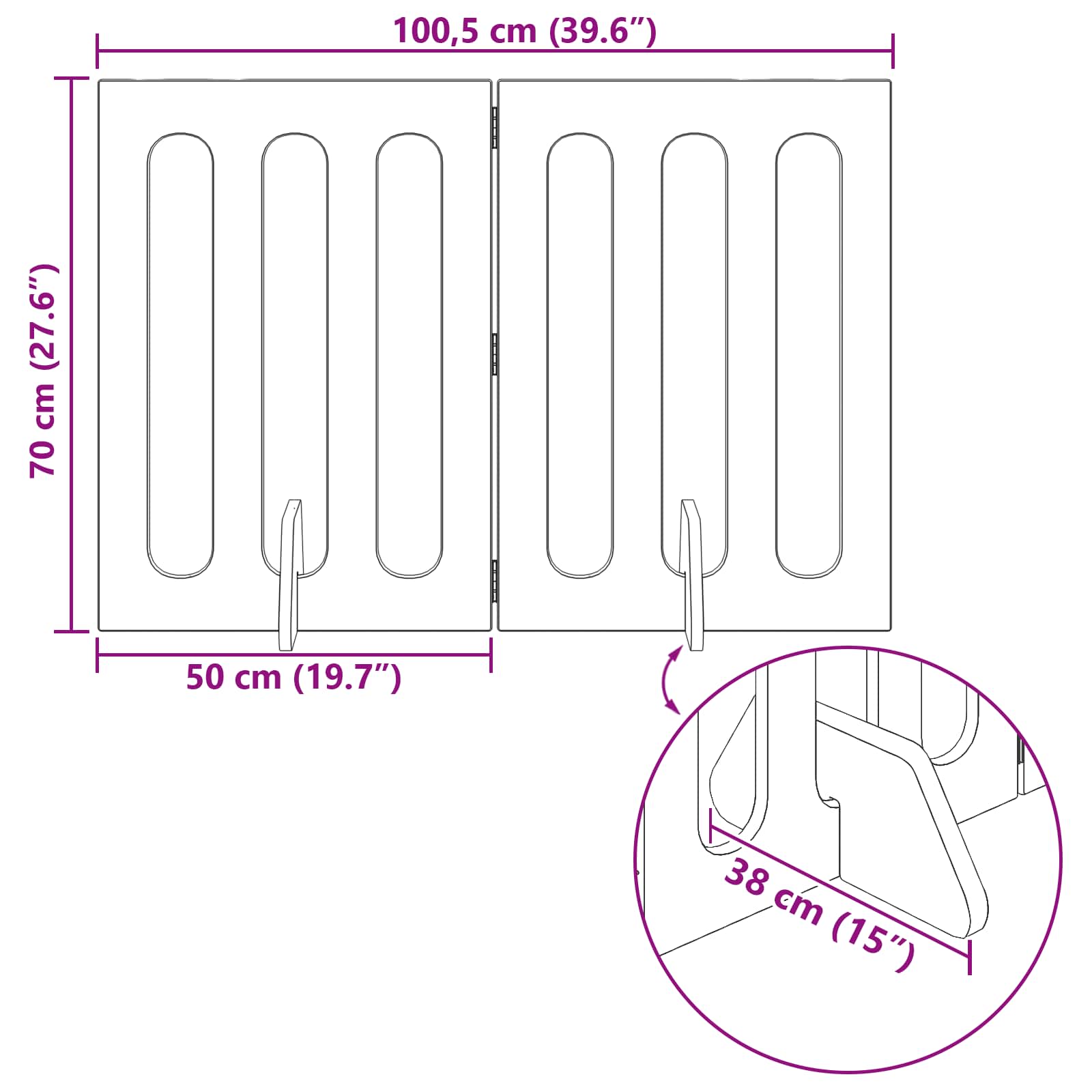 Folding Pet Fence 2 pcs Sonoma Oak 100.5 x 38 x 70 cm