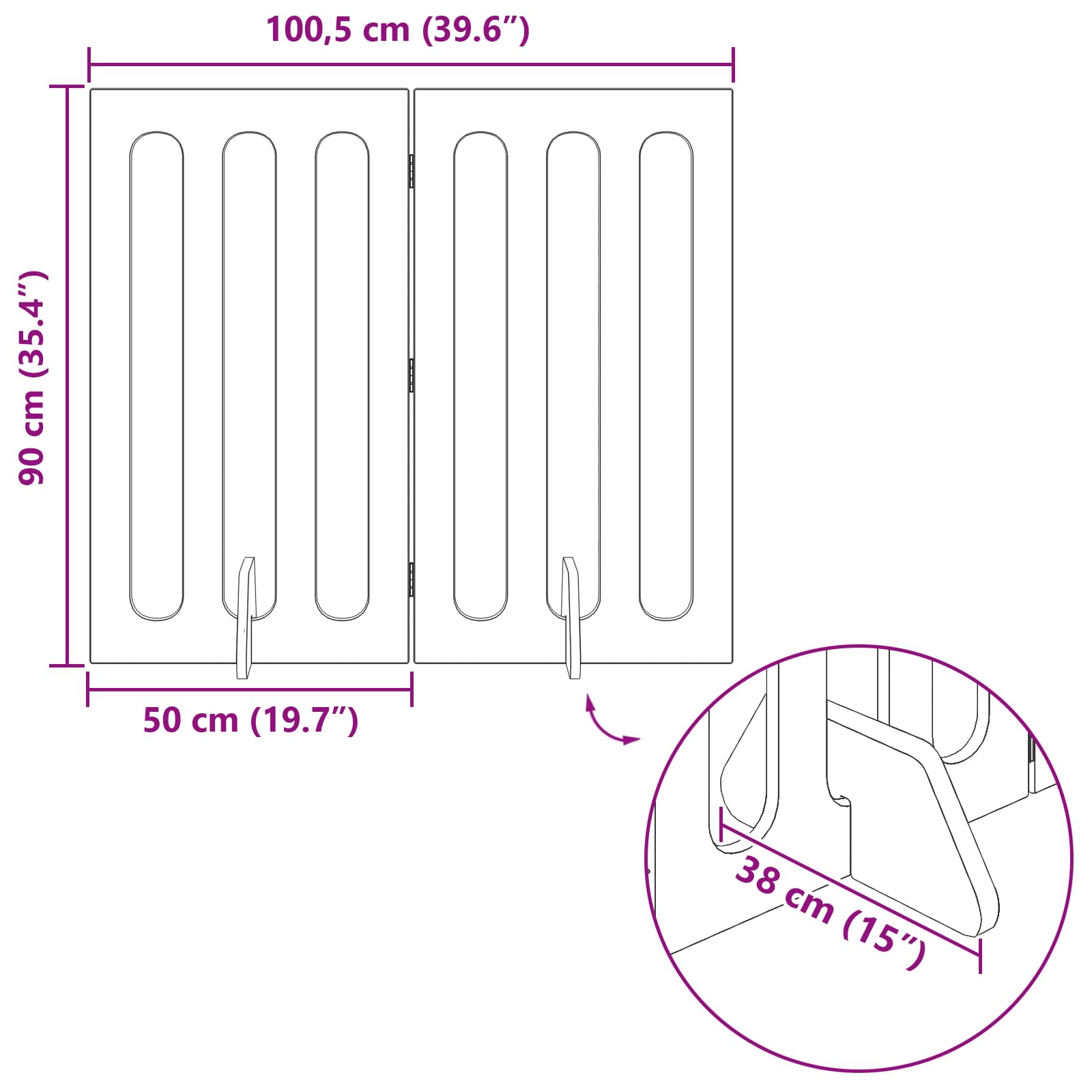 Folding Pet Fence 2 pcs Sonoma Oak 100.5 x 38 x 90 cm
