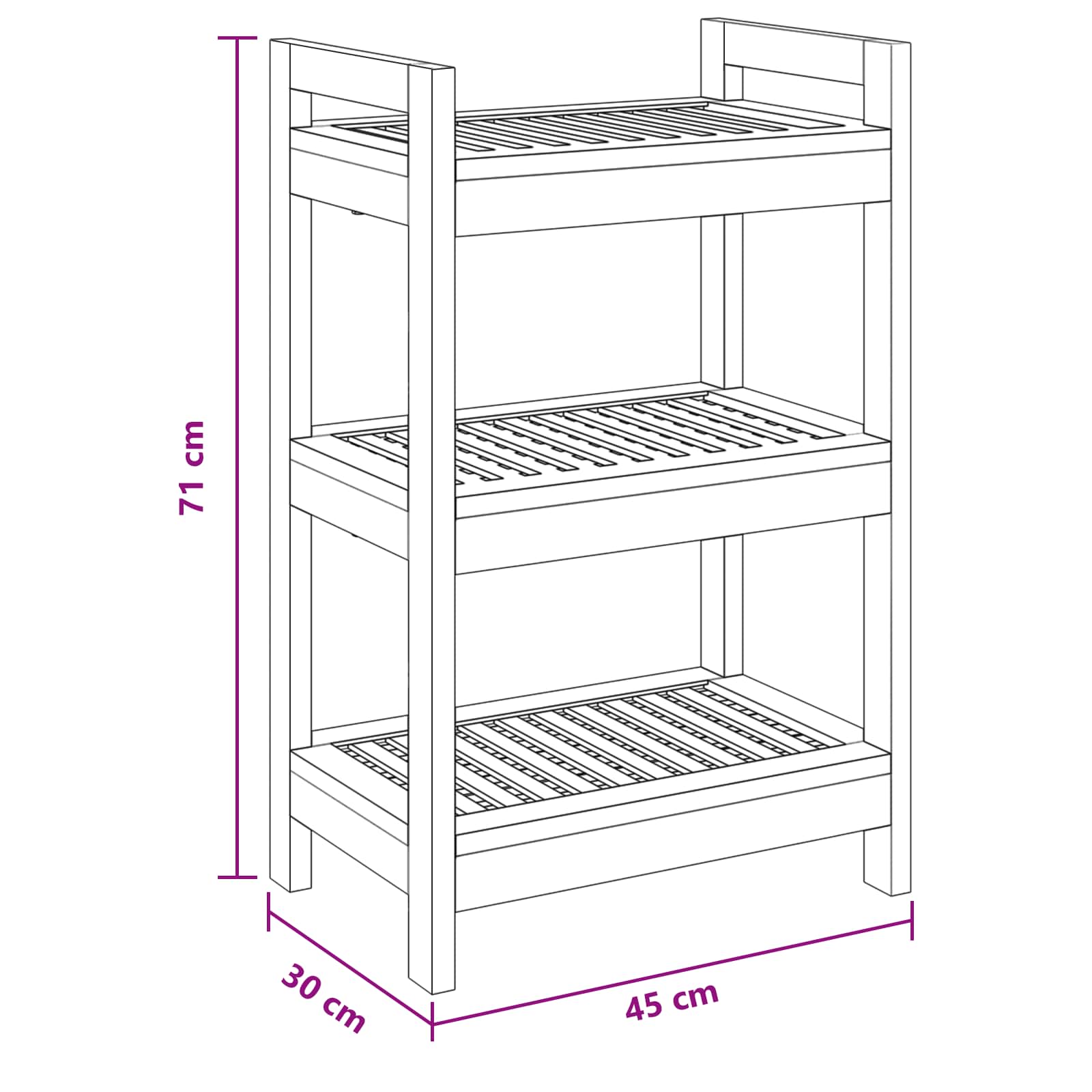 Bathroom Shelf Natural 45 x 30 x 71 cm Solid Teak Wood