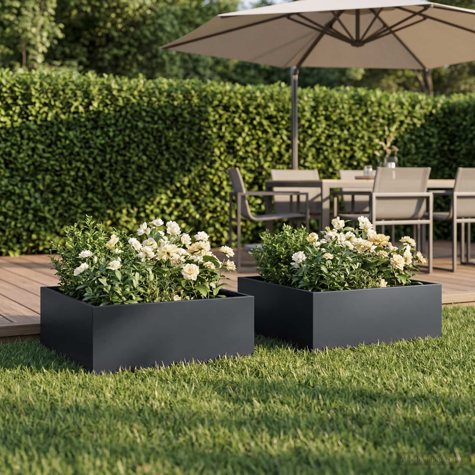Garden Planter 2 pcs Anthracite 60 x 60 x 20 cm