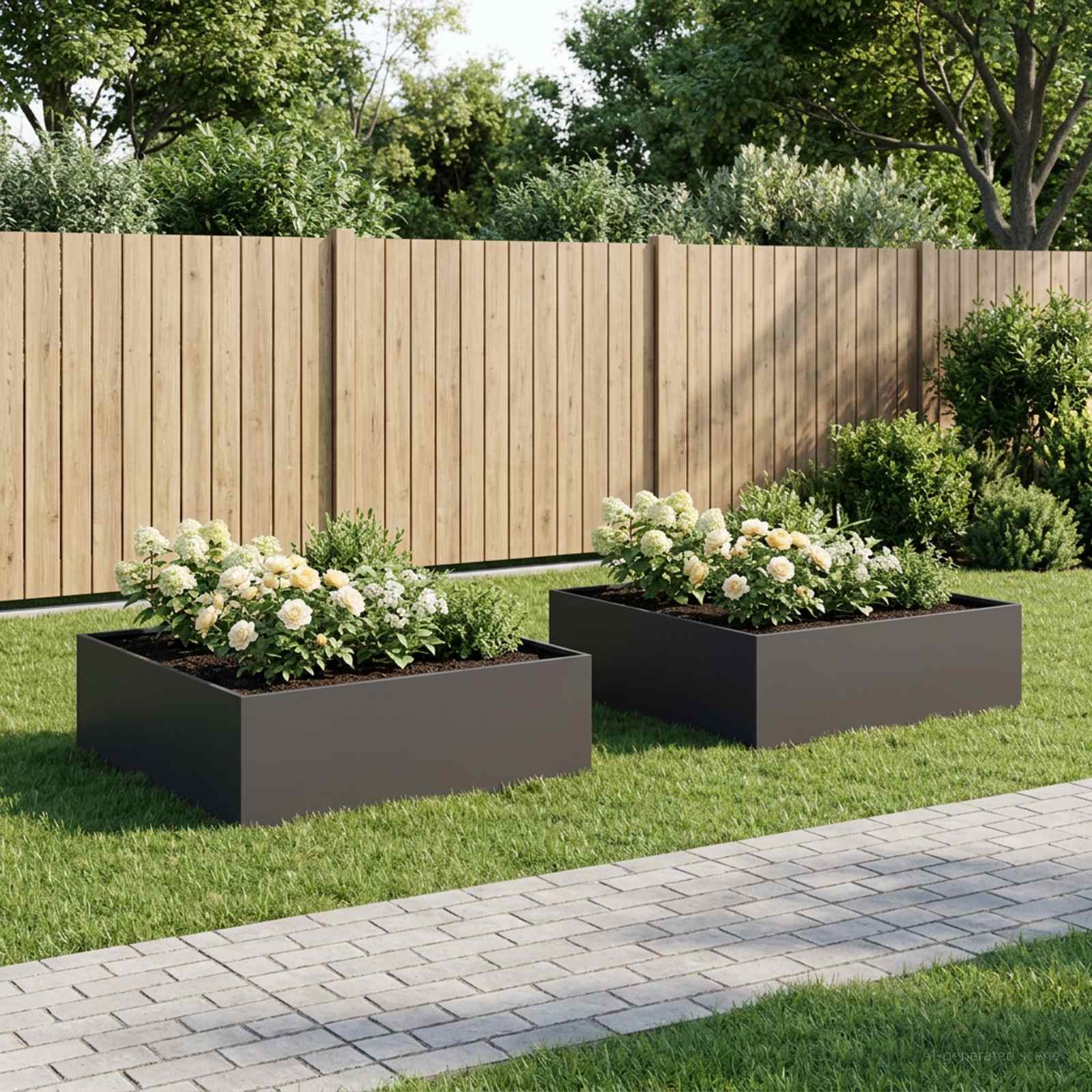 Garden Planter 2 pcs Black 80 x 80 x 30 cm Cold-rolled Steel