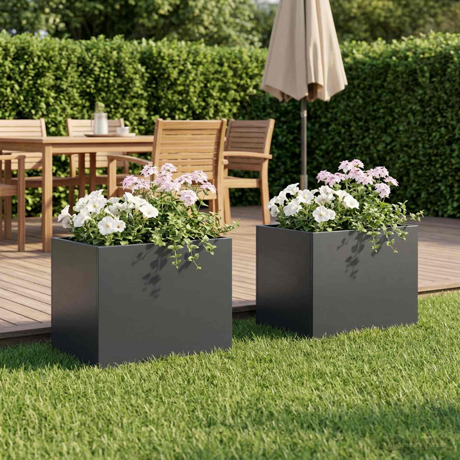 Garden Planter 2 pcs Anthracite 40 x 30 x 30 cm