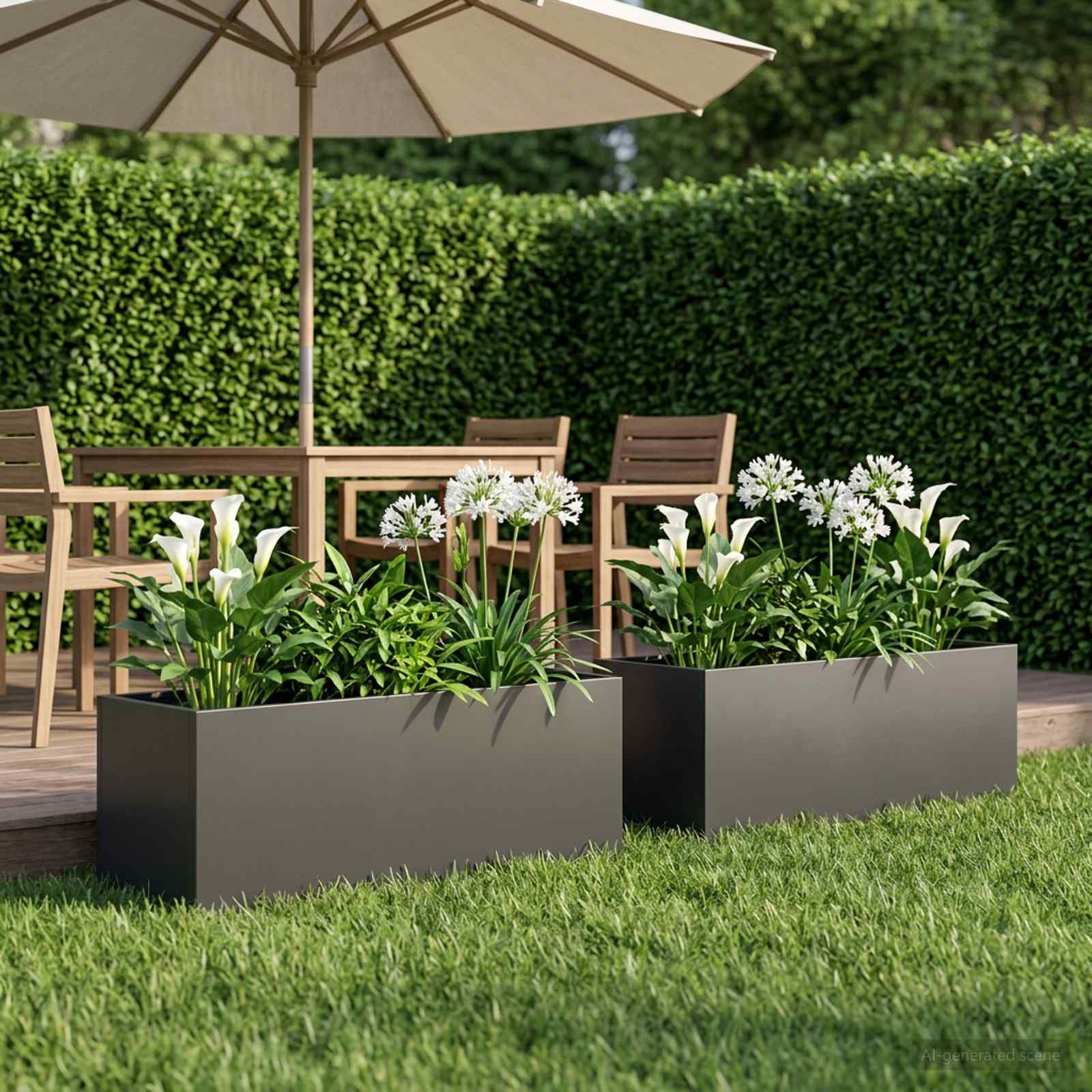 Garden Planter 2 pcs Black 80 x 30 x 30 cm Cold-rolled Steel