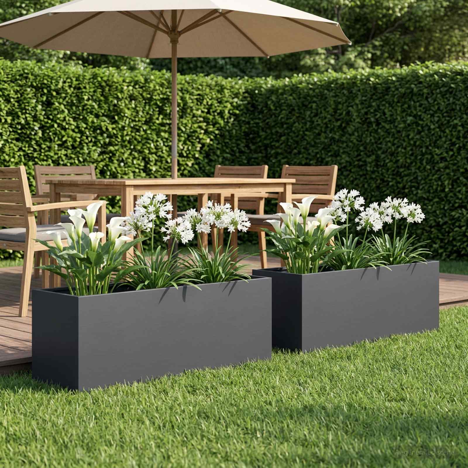 Garden Planter 2 pcs Anthracite 100 x 30 x 30 cm