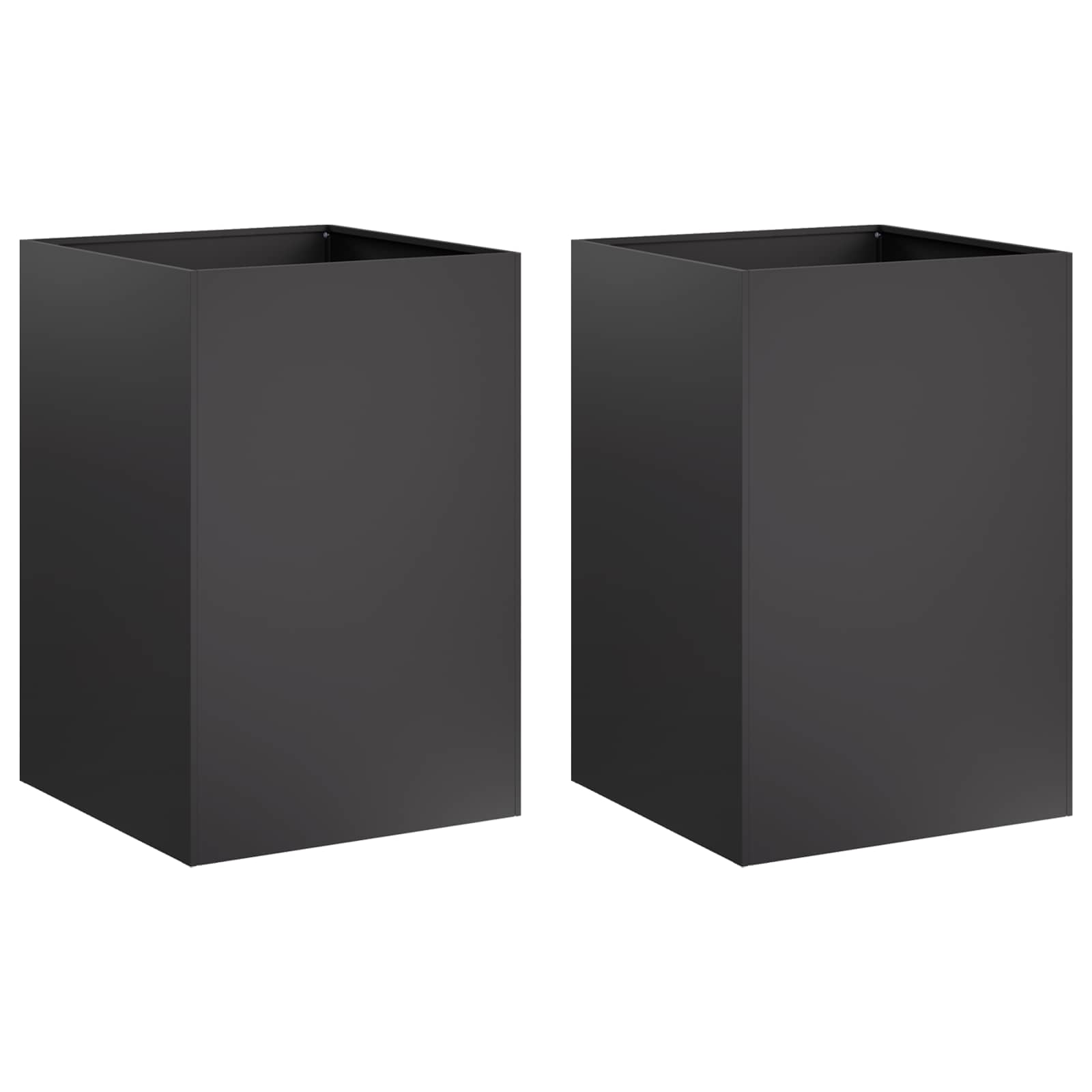 Garden Planter 2 pcs Black 40 x 40 x 75 cm Cold-rolled Steel