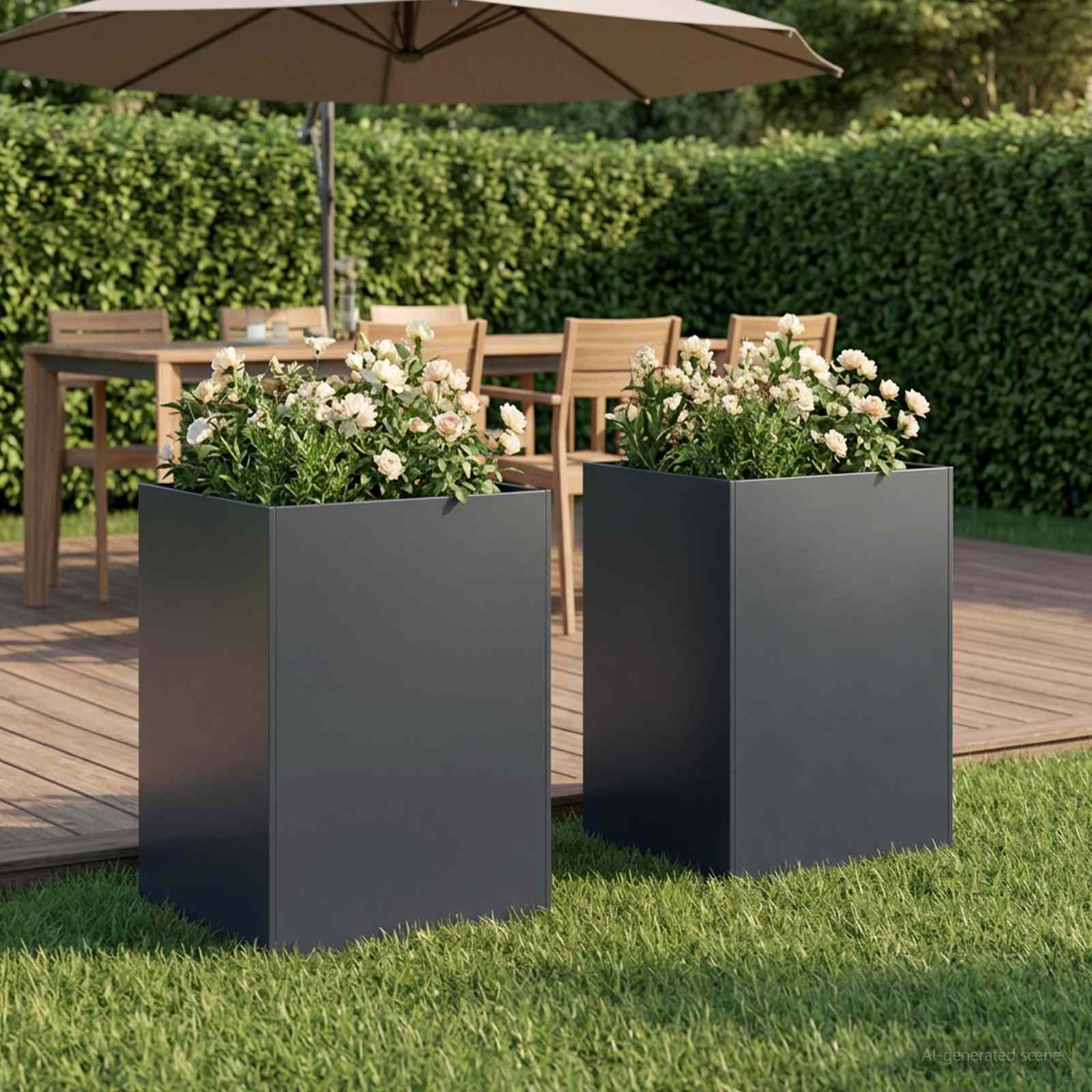 Garden Planter 2 pcs Anthracite 40 x 40 x 75 cm