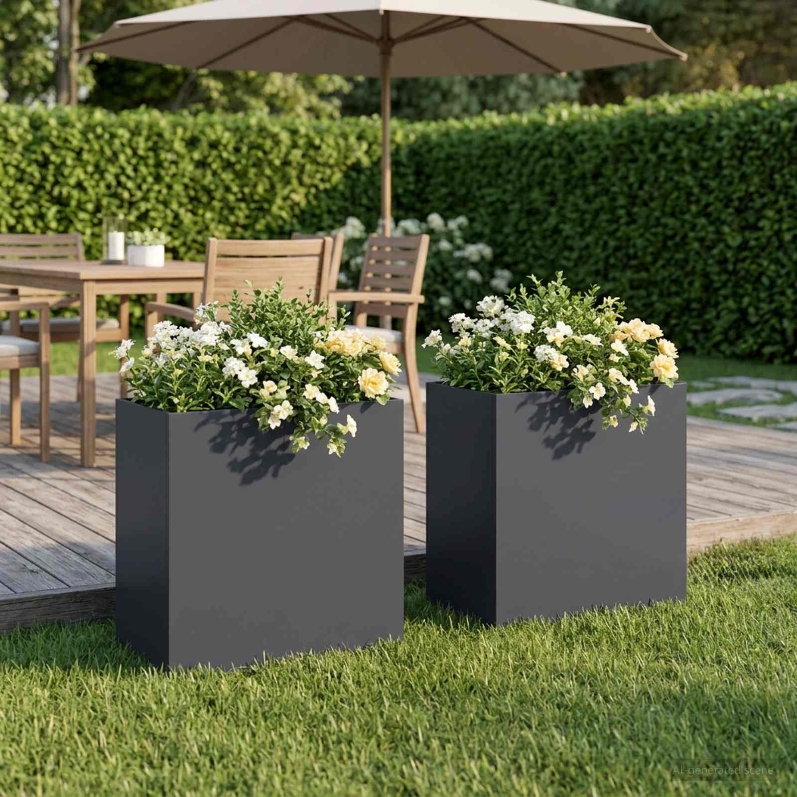Garden Planter 2 pcs Anthracite 50 x 30 x 40 cm