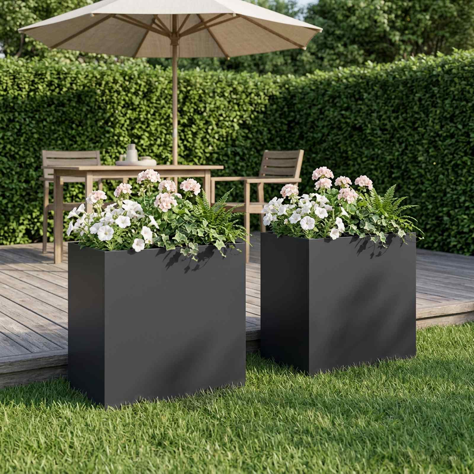 Garden Planter 2 pcs Black 50 x 30 x 50 cm Cold-rolled Steel