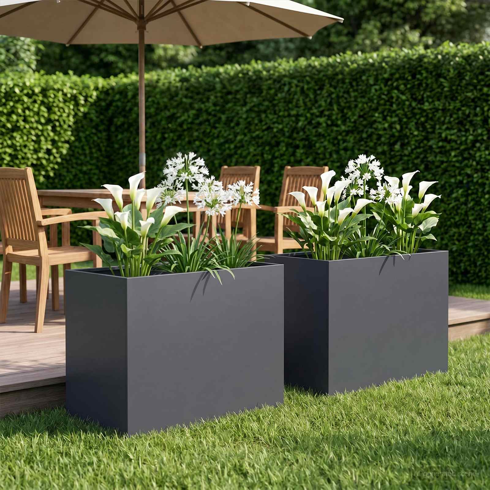 Garden Planter 2 pcs Anthracite 50 x 40 x 50 cm