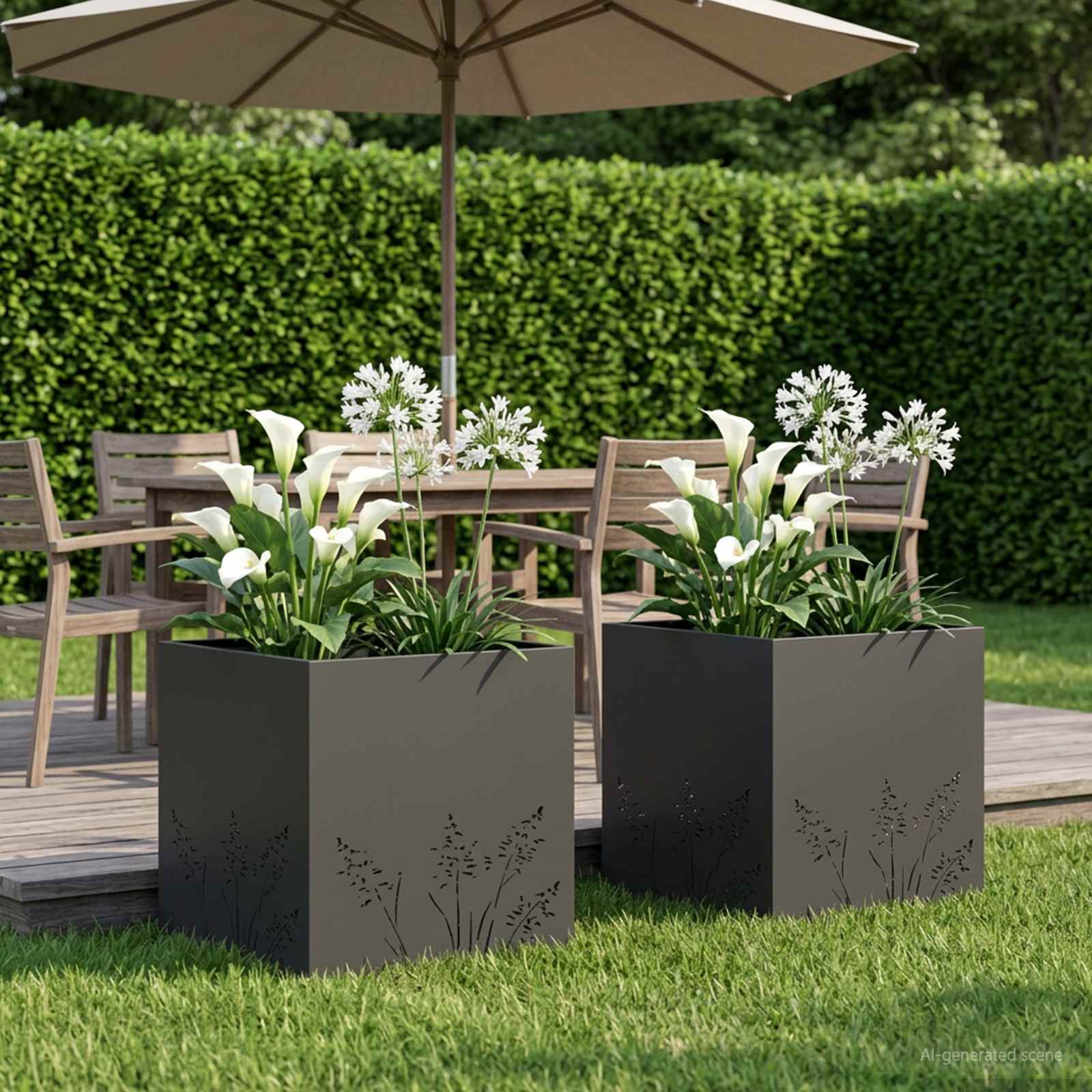 Garden Planter 2 pcs Black 50 x 50 x 49 cm Cold-rolled Steel