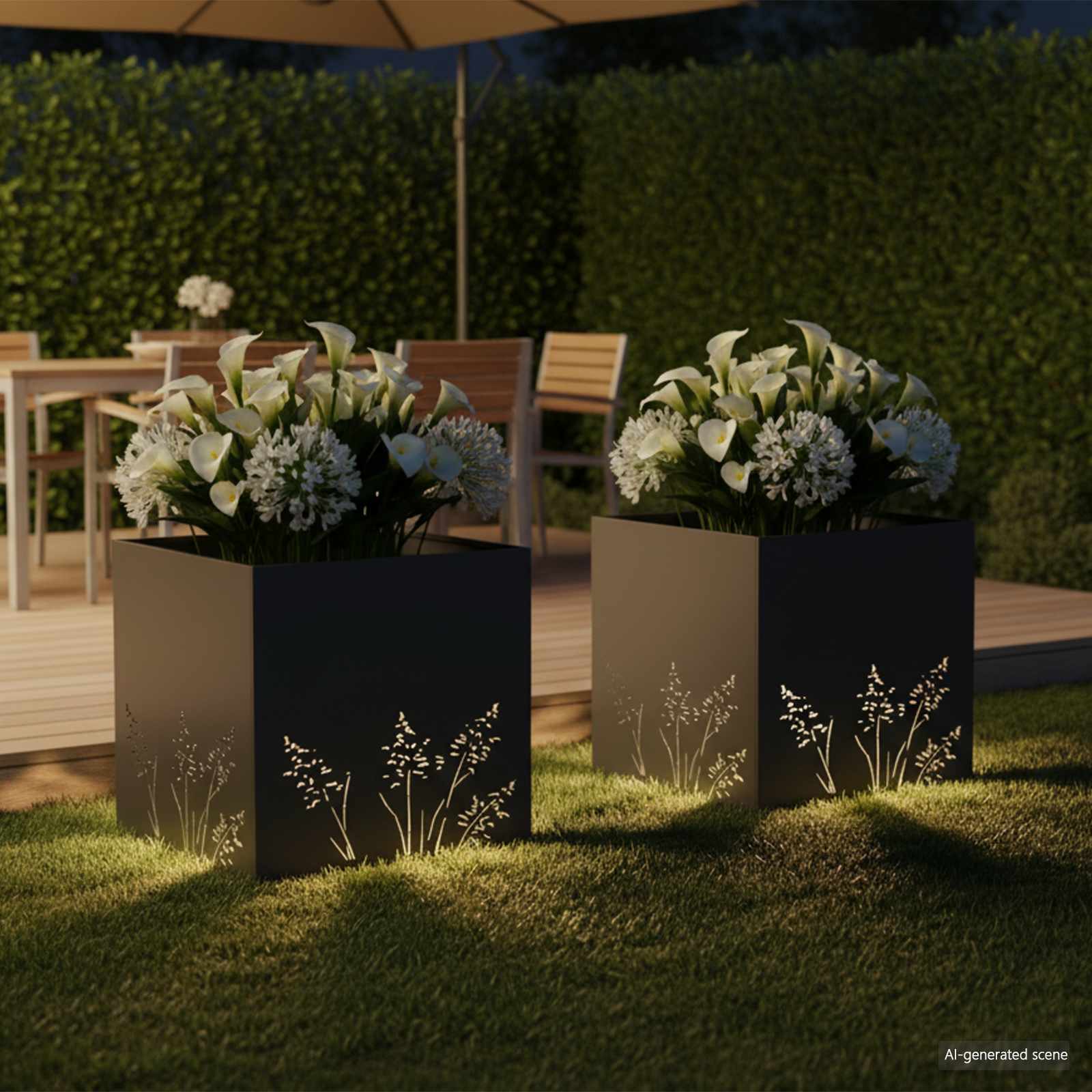 Garden Planter 2 pcs Black 50 x 50 x 49 cm Cold-rolled Steel