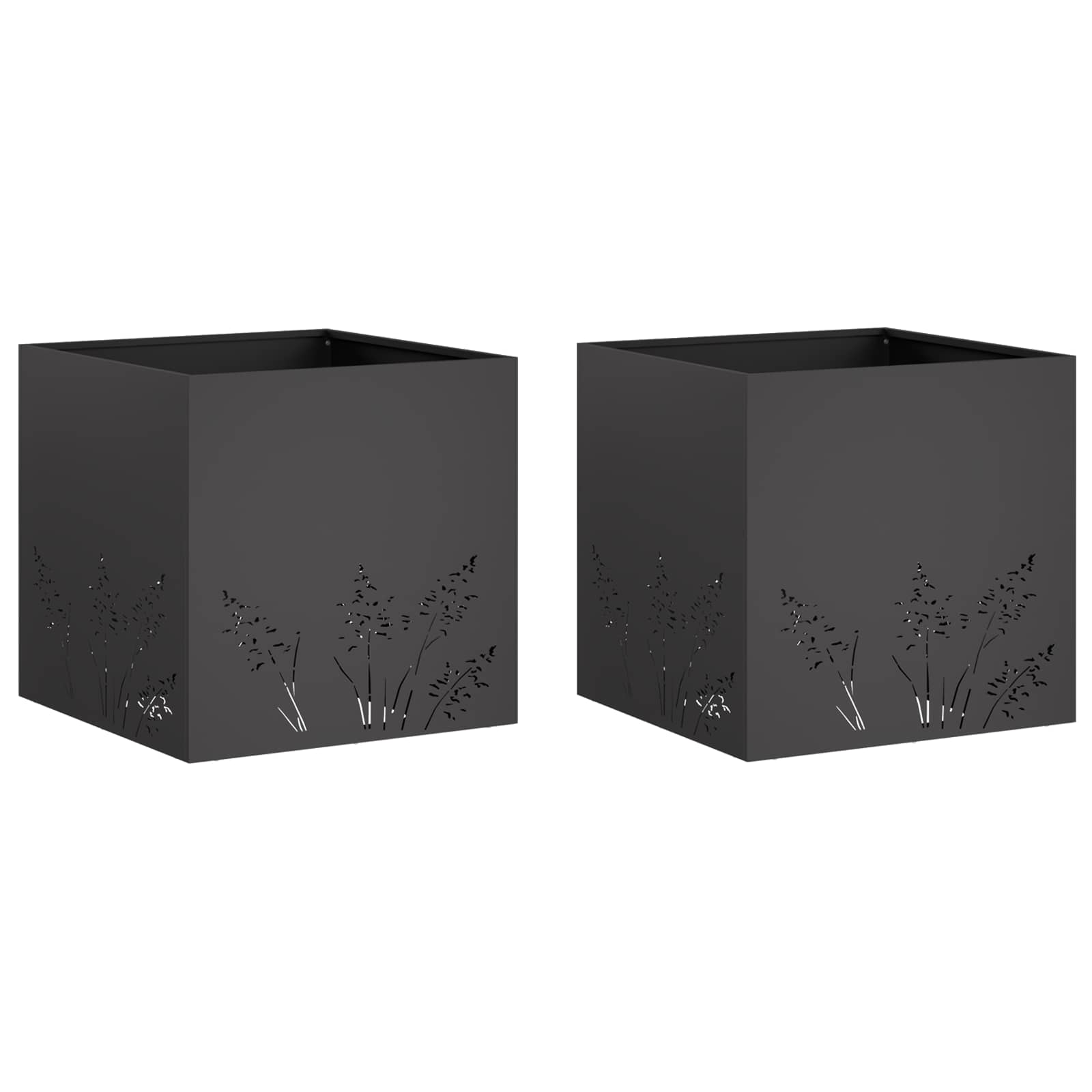 Garden Planter 2 pcs Black 50 x 50 x 49 cm Cold-rolled Steel