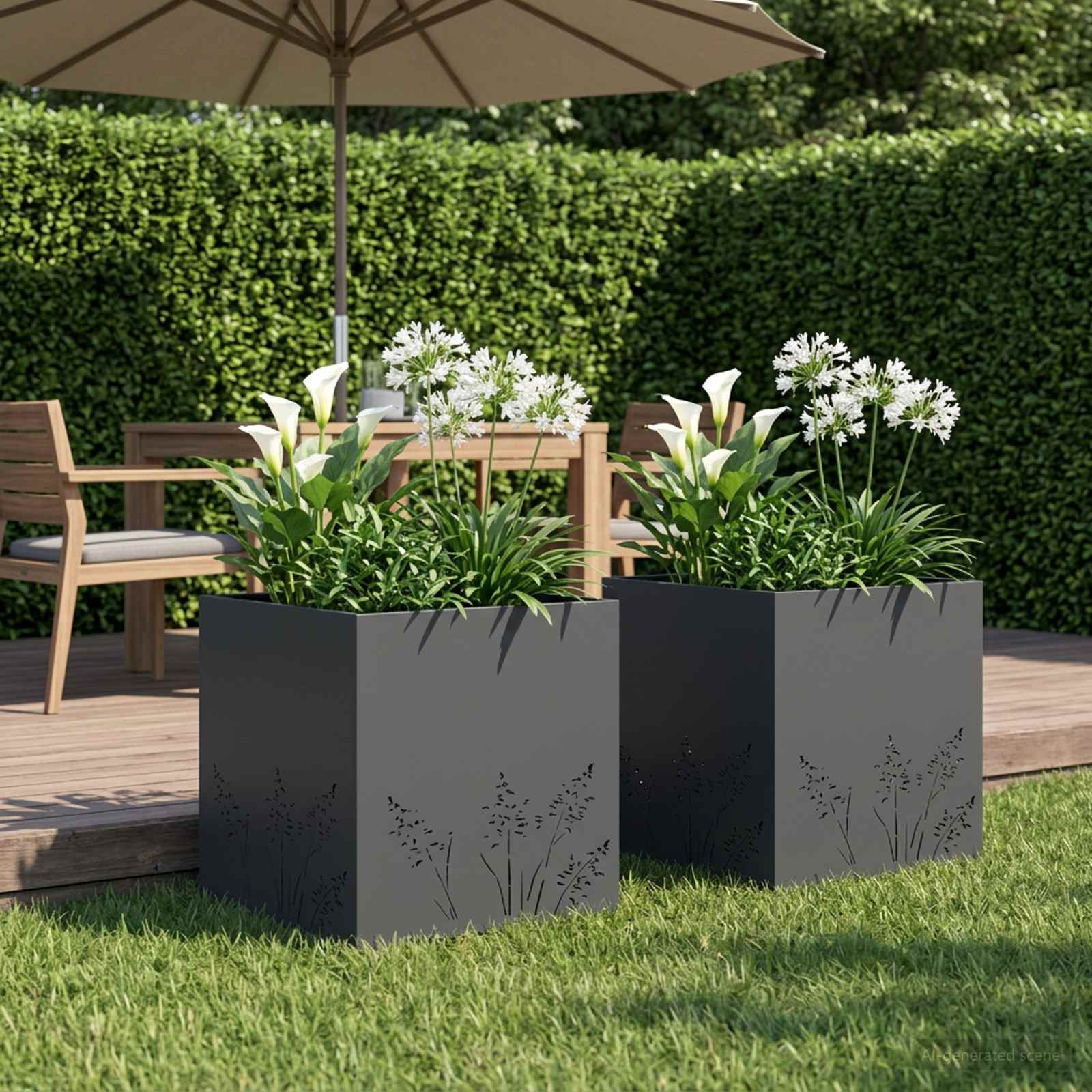 Garden Planter 2 pcs Anthracite 50 x 50 x 49 cm