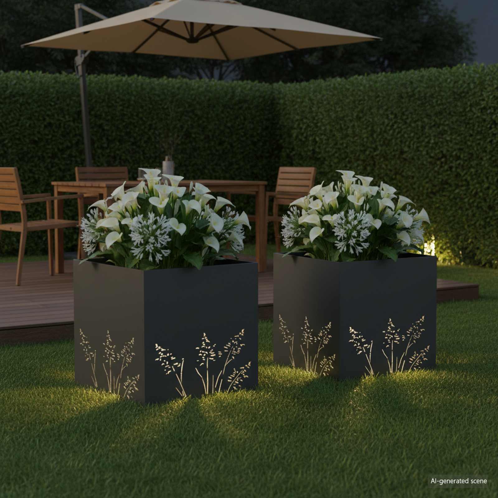 Garden Planter 2 pcs Anthracite 50 x 50 x 49 cm