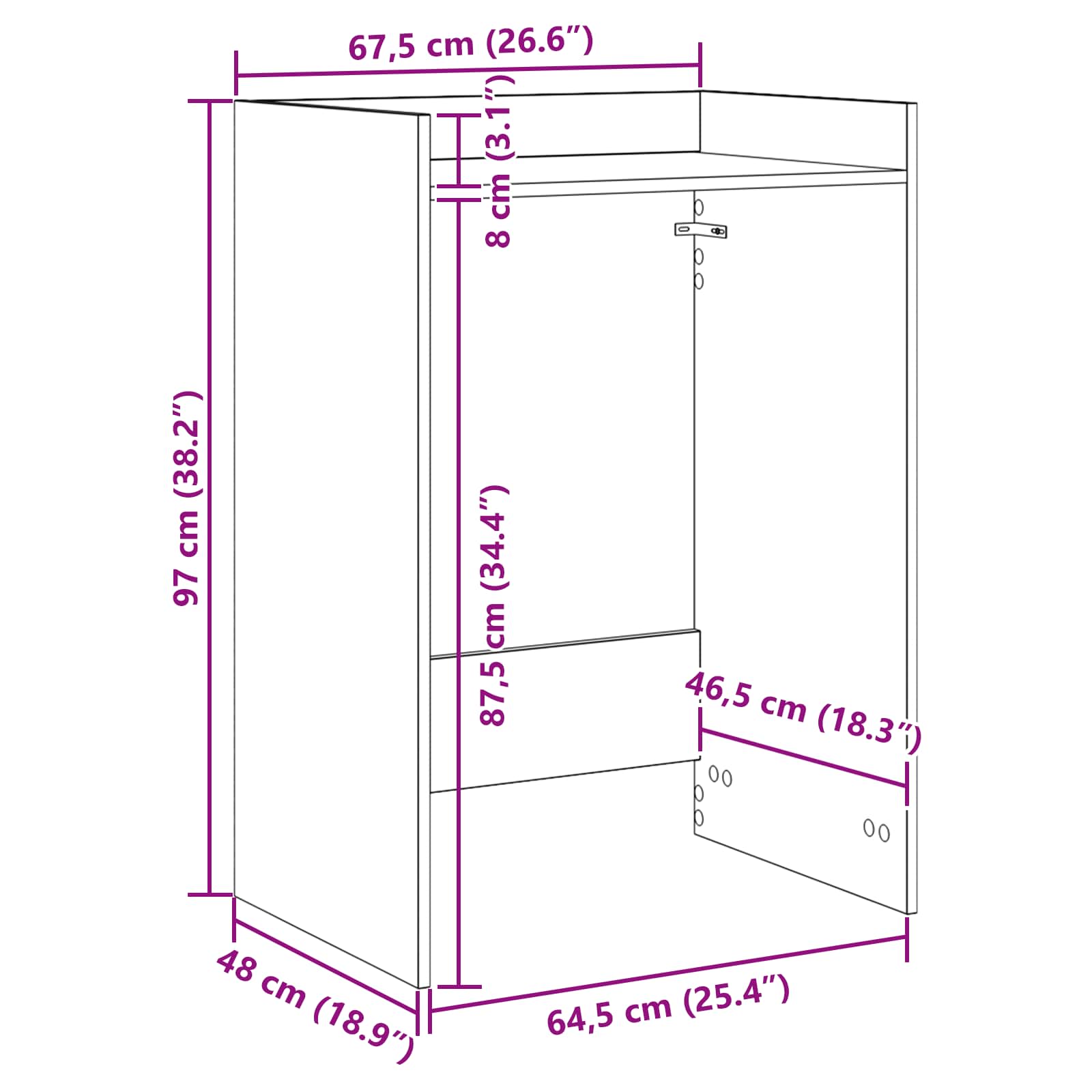 Wash Machine Cabinet with Storage Black Oak 67.5 x 48 x 97 cm