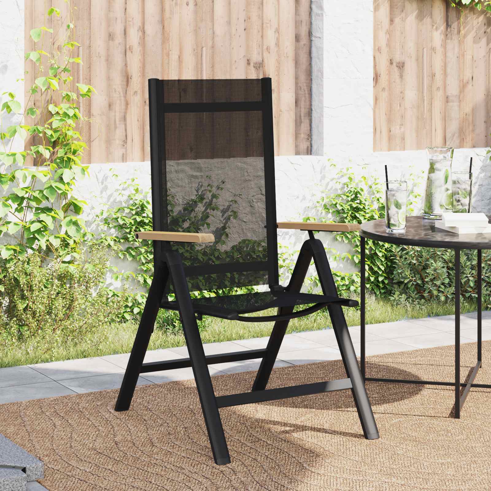 Reclining Garden Chairs 2 pcs Black 58 x 73 x 111.5 cm