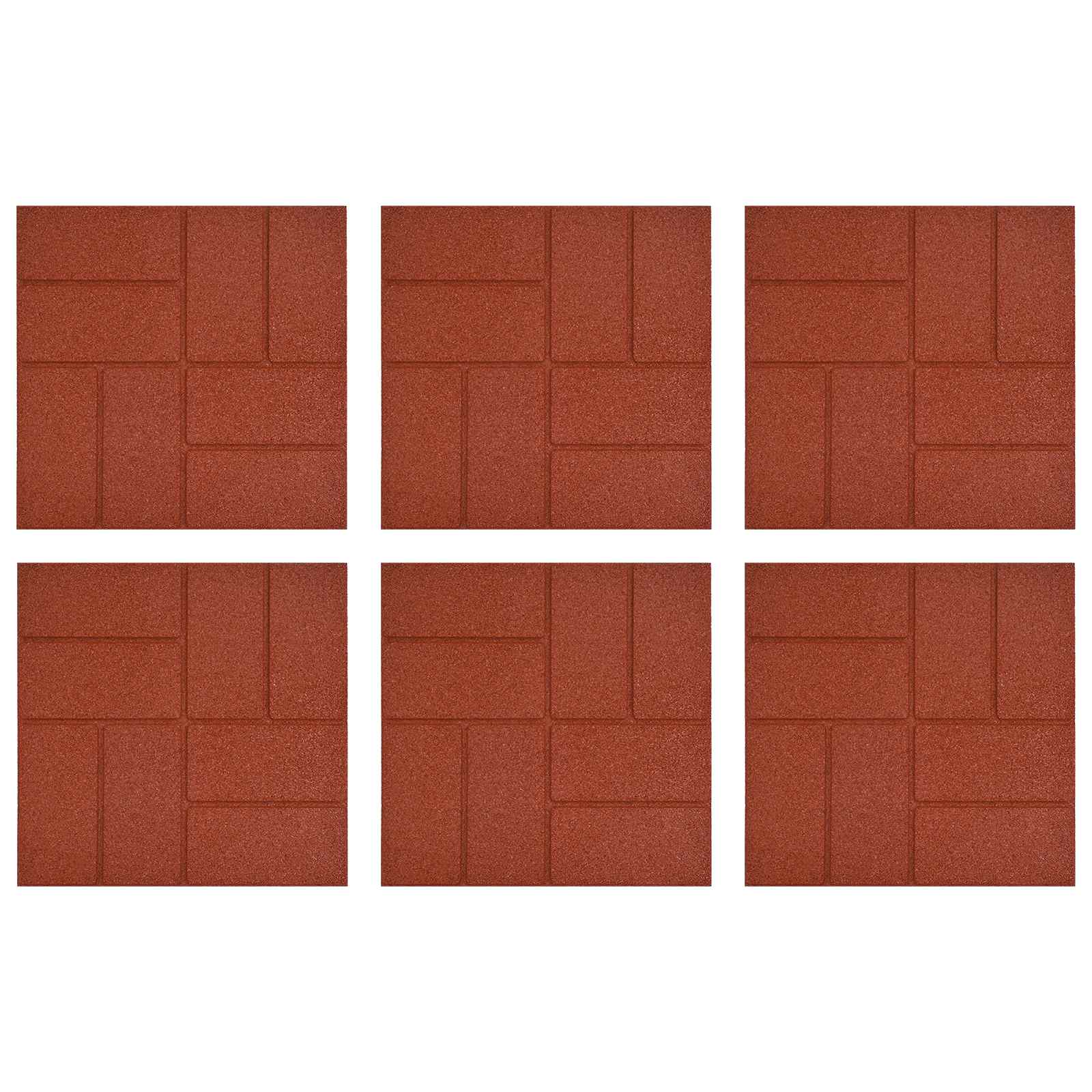 Stepping Stone 6 pcs Red 40.5 x 40.5 x 2 cm Rubber