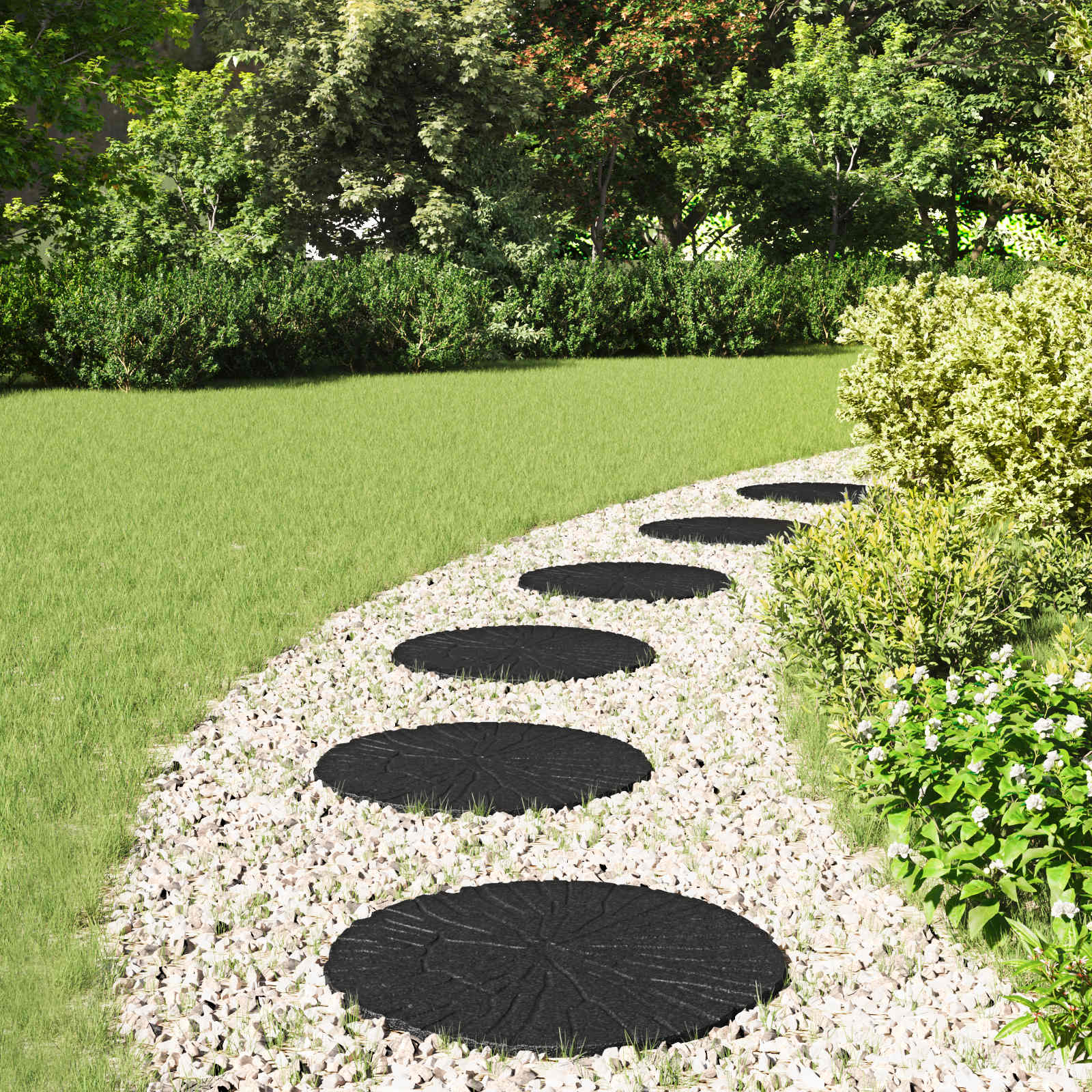 Stepping Stone 6 pcs Black Ø 45 x 1.8 cm Rubber