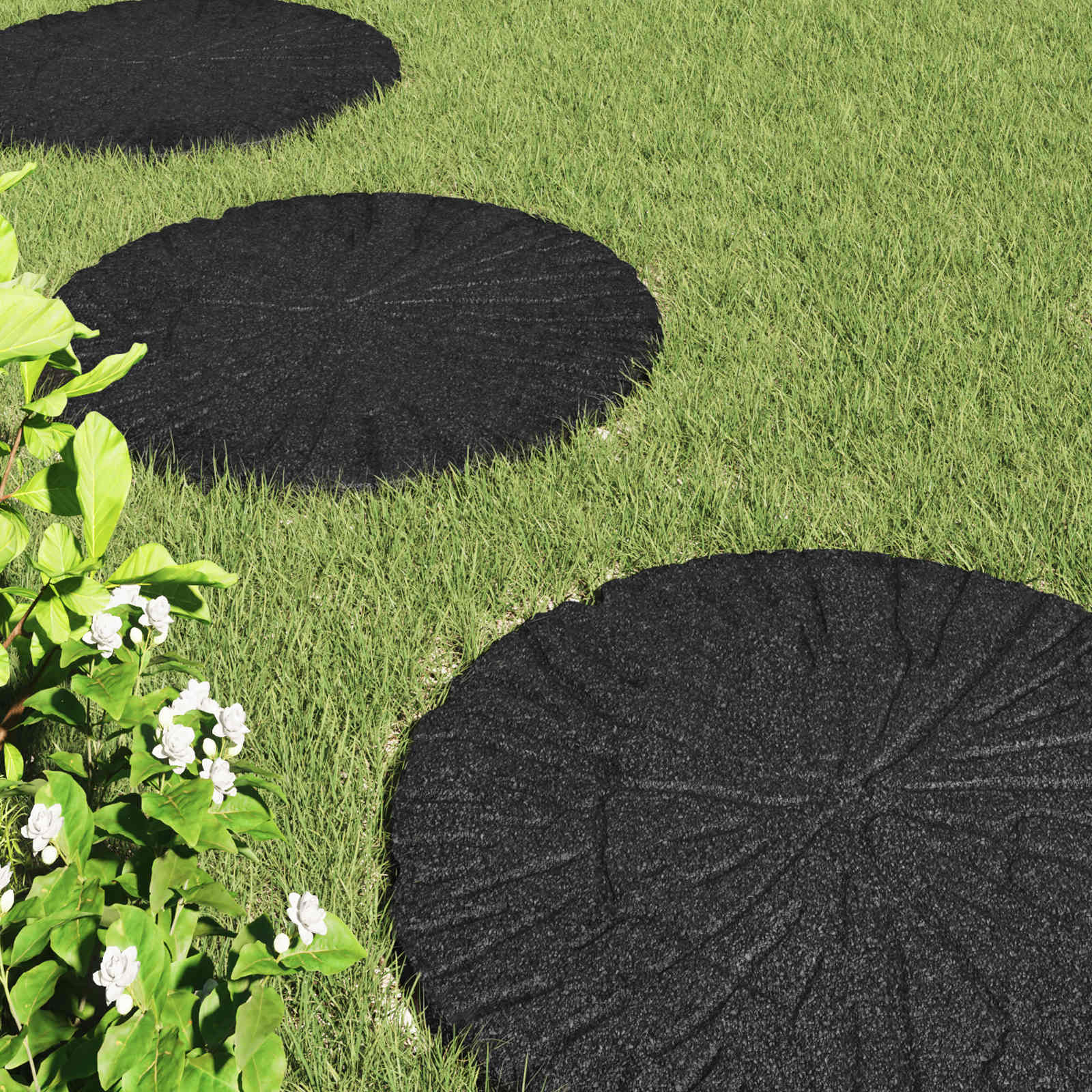 Stepping Stone 6 pcs Black Ø 45 x 1.8 cm Rubber