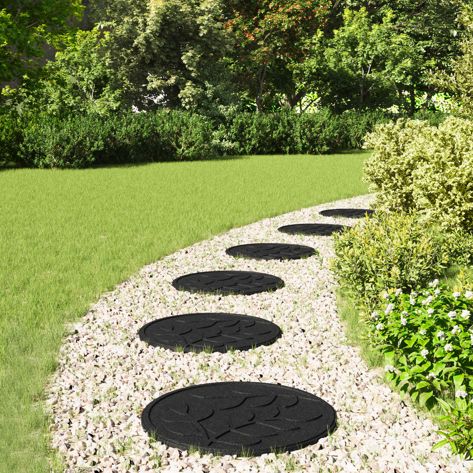 Stepping Stone 6 pcs Black Ø 44 x 2 cm Rubber