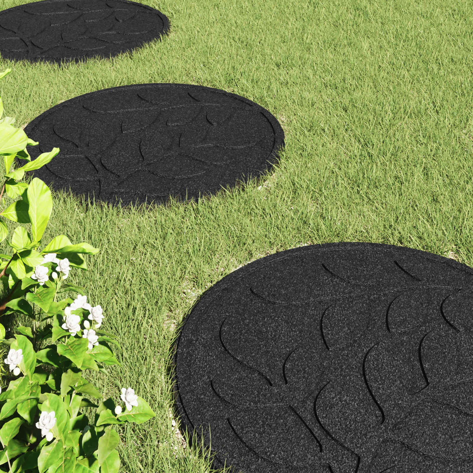 Stepping Stone 6 pcs Black Ø 44 x 2 cm Rubber