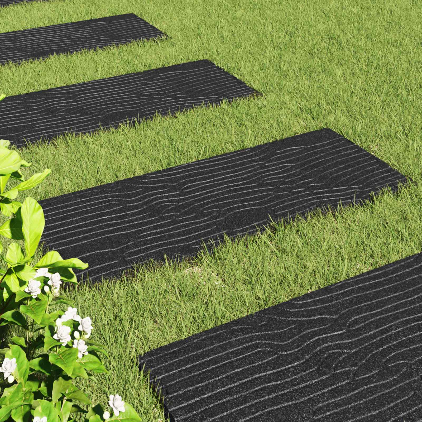 Stepping Stone 6 pcs Black 60.5 x 25 x 2 cm Rubber
