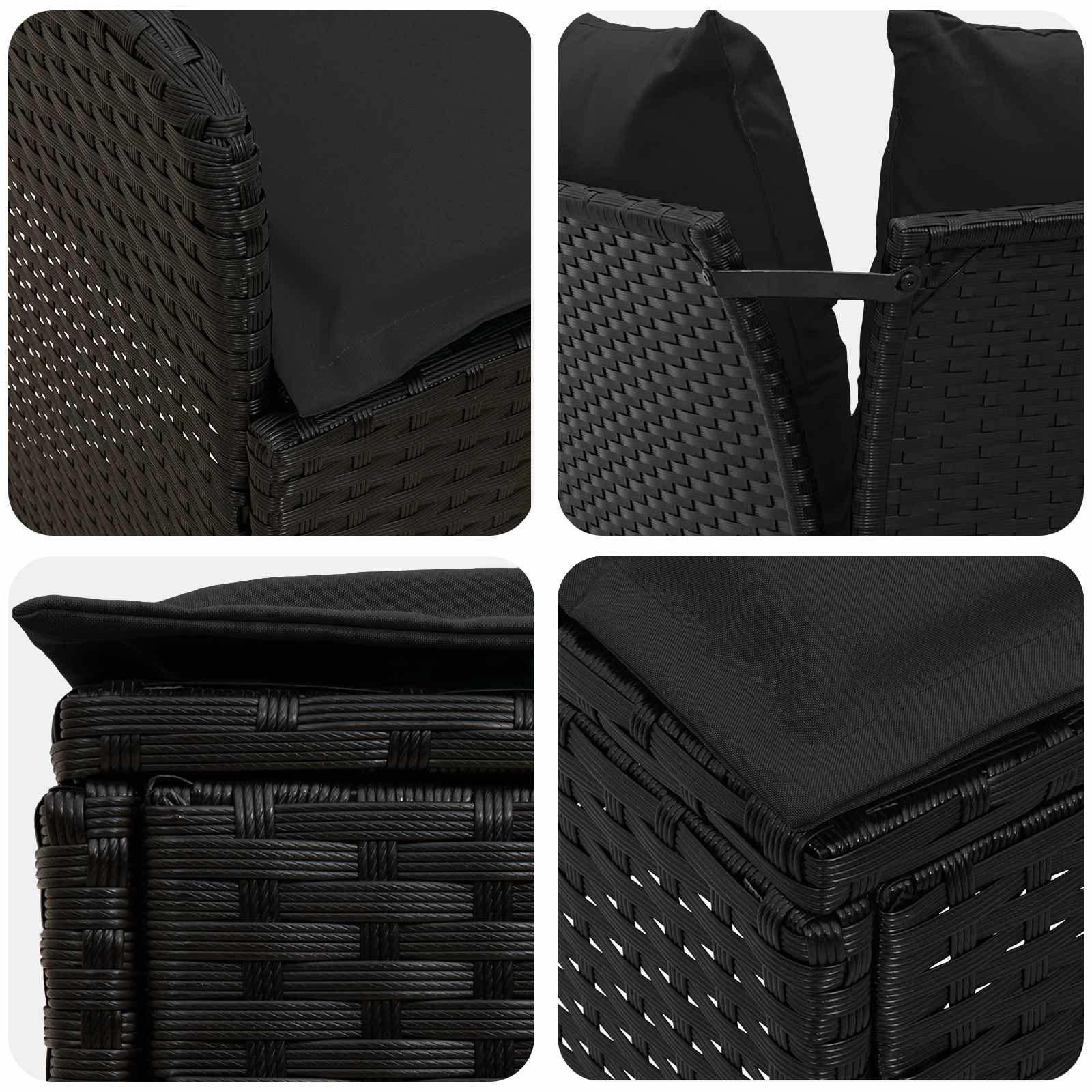Furniture Sets with Pillow 4 pcs Black PE Rattan