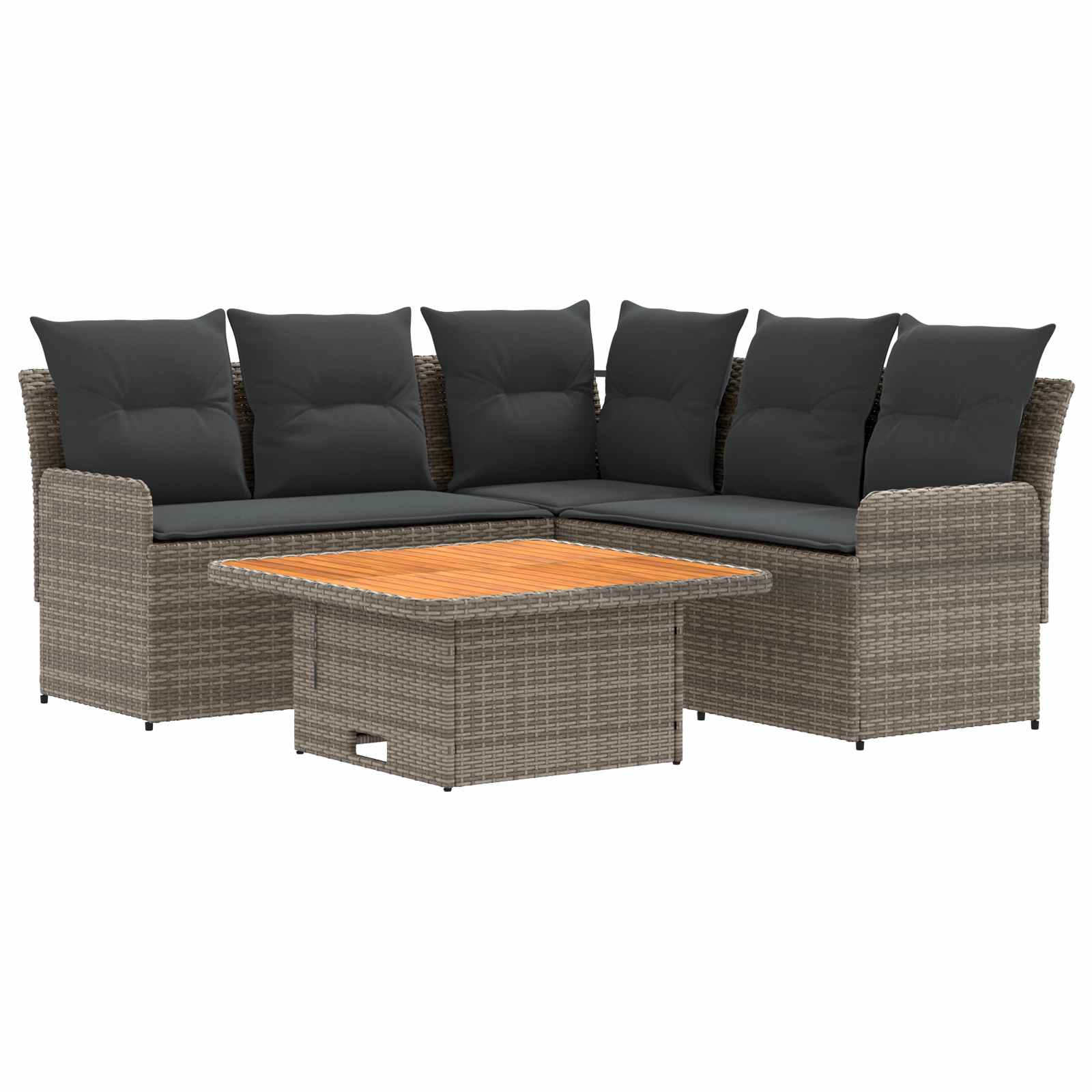 Furniture Sets with Pillow 4 pcs Grey and Dark Grey PE Rattan