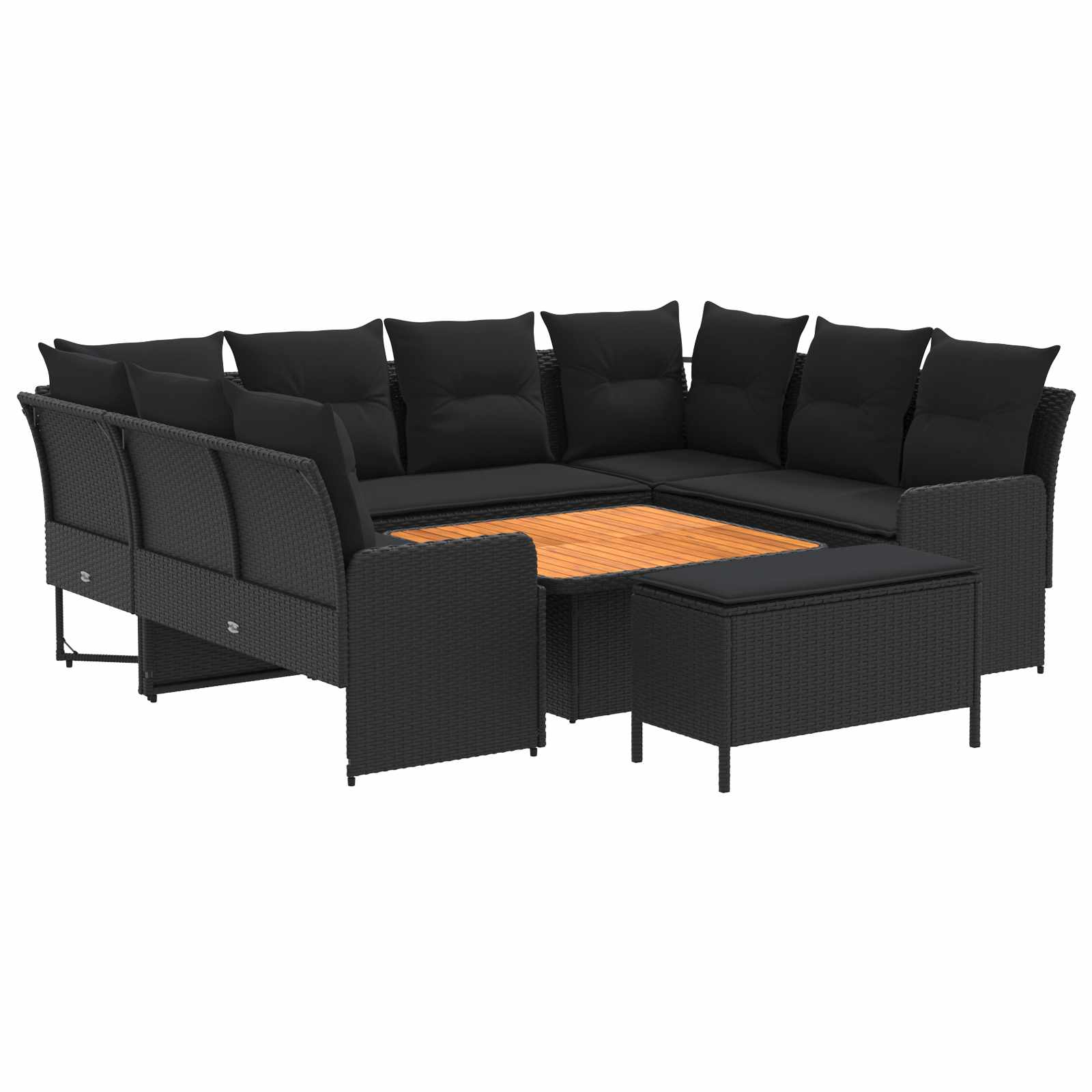 Furniture Sets with Pillow 7 pcs Black PE Rattan