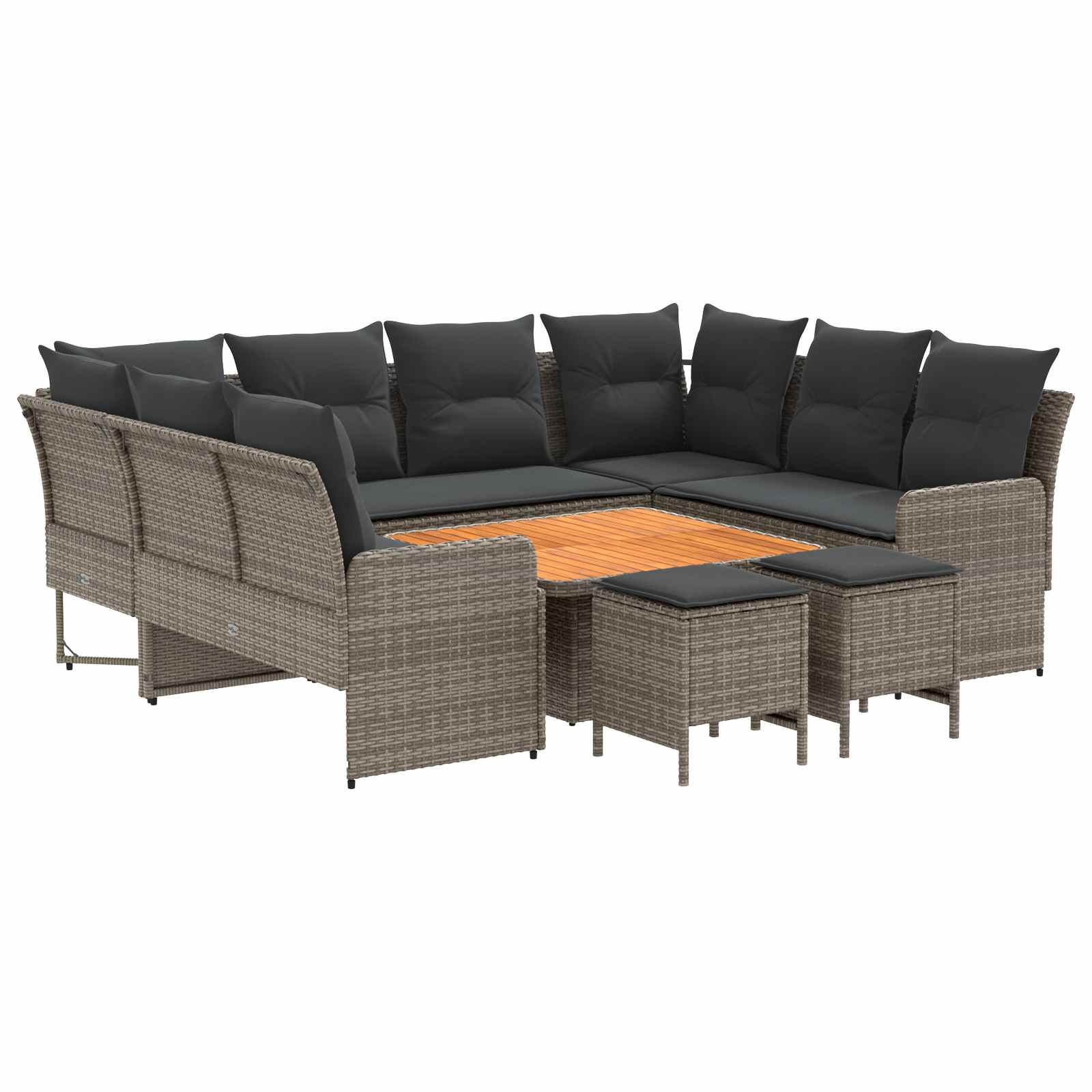 Furniture Sets with Pillow 8 pcs Grey and Dark Grey PE Rattan