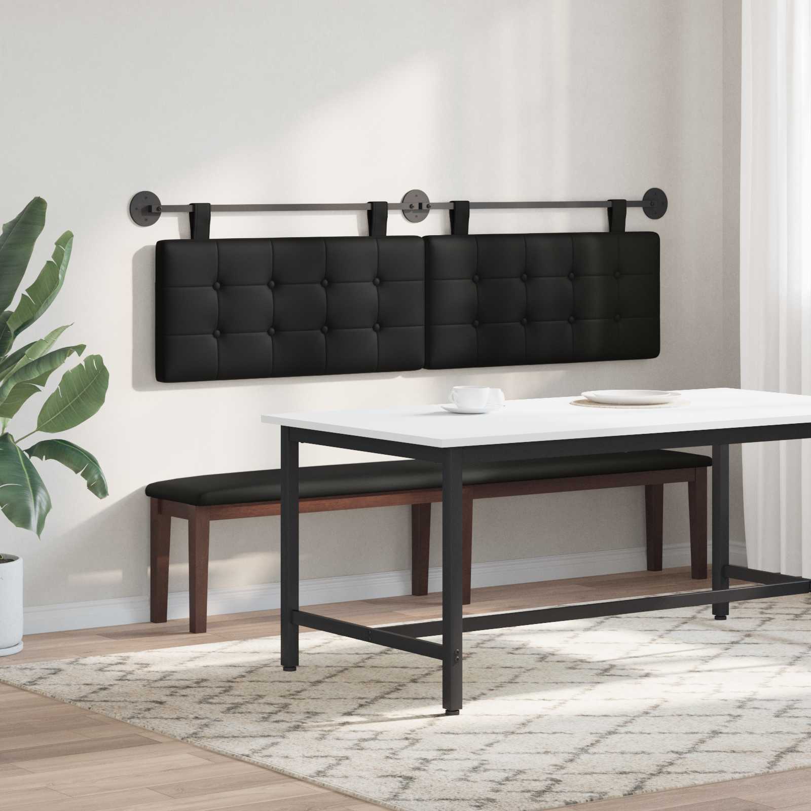Hanging Headboard Black Faux Leather