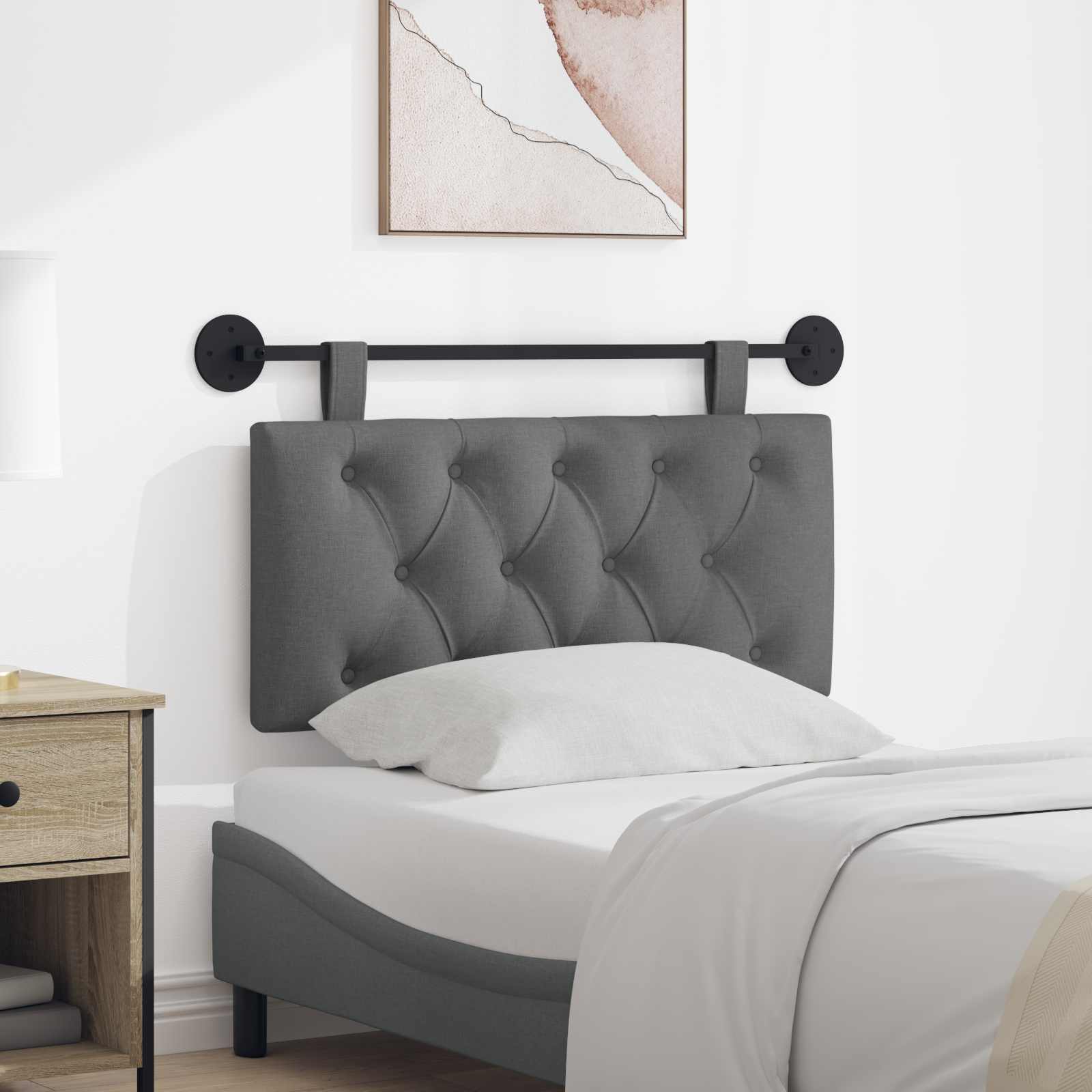 Hanging Headboard Dark Grey Fabric