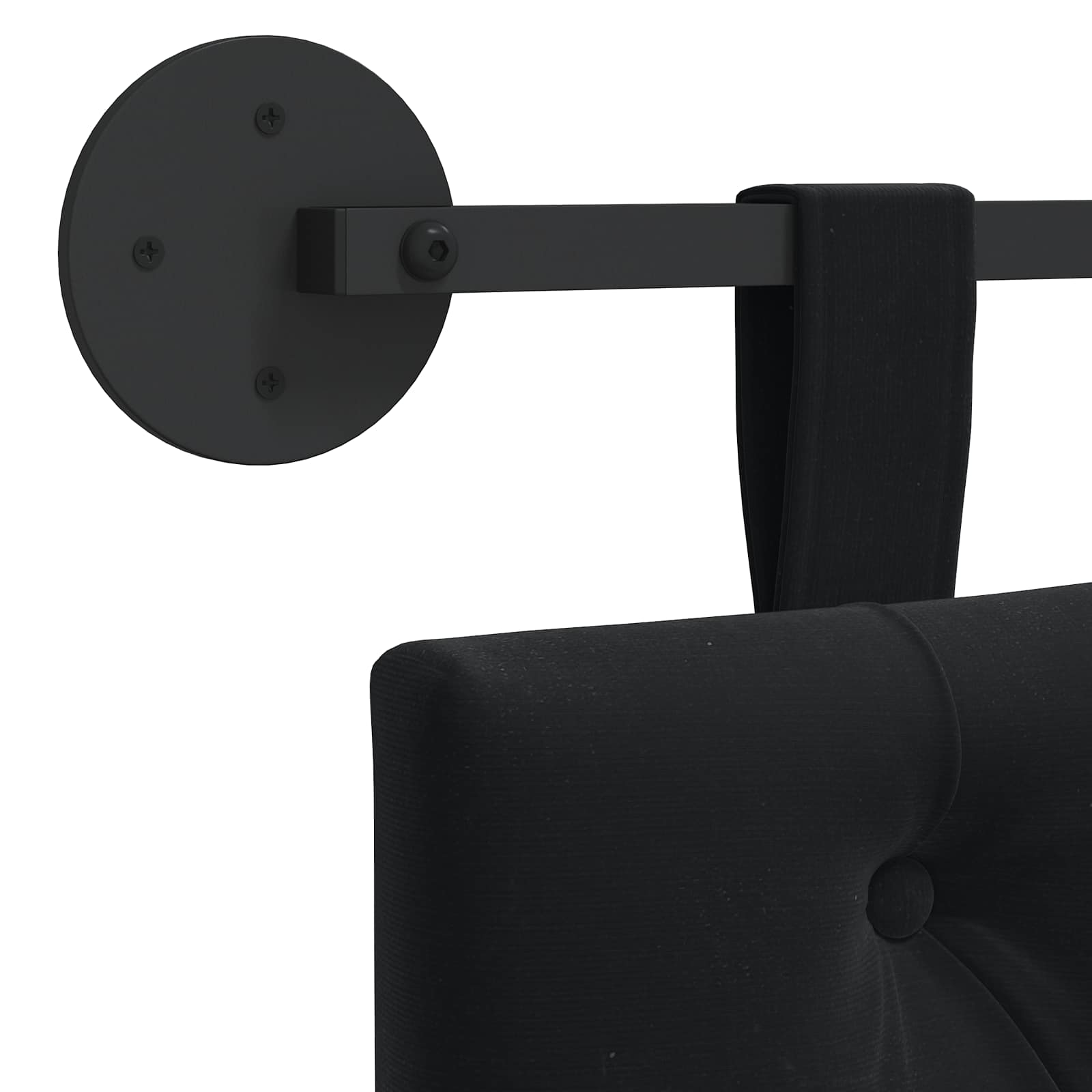 Hanging Headboard with LED Light Black Velvet