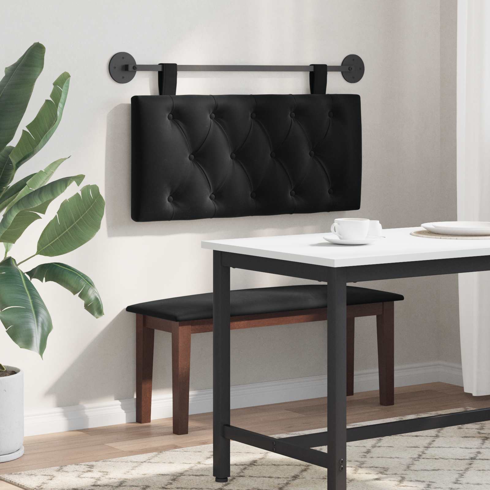 Hanging Headboard with LED Light Black Velvet