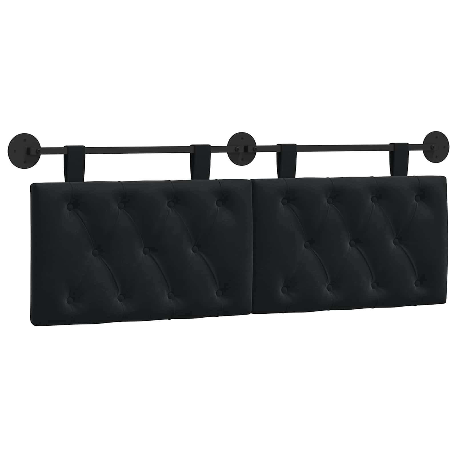 Hanging Headboard with LED Light Black Velvet