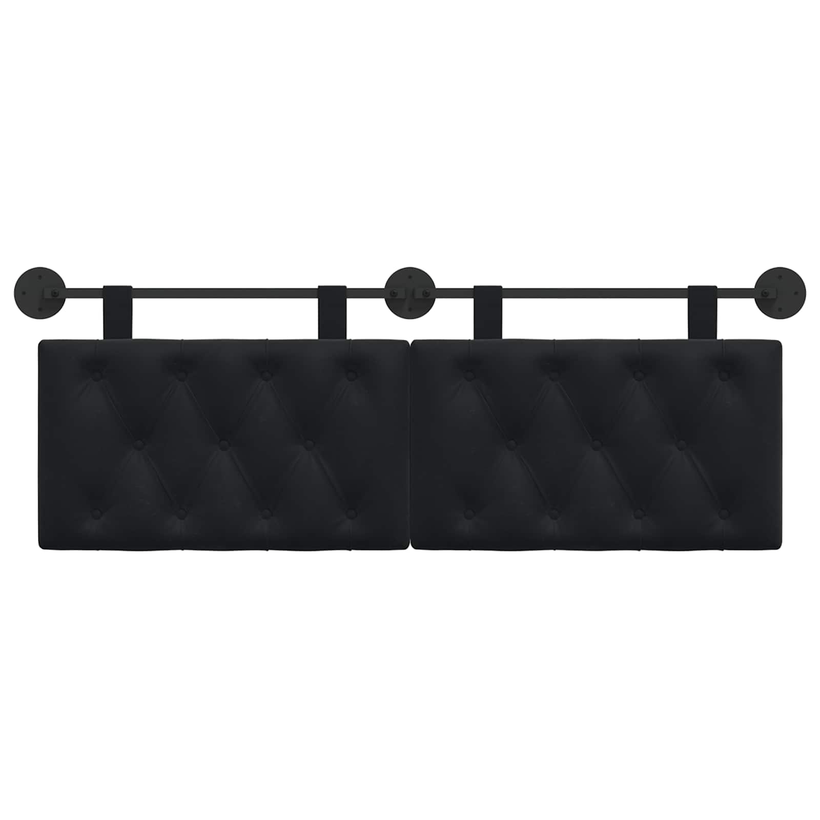 Hanging Headboard with LED Light Black Velvet