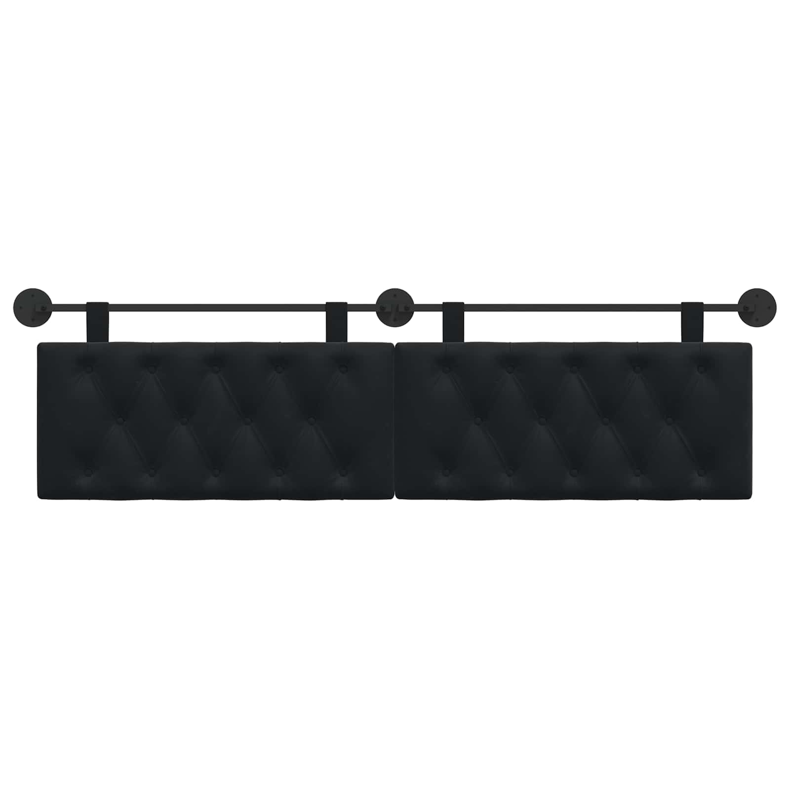 Hanging Headboard with LED Light Black Velvet
