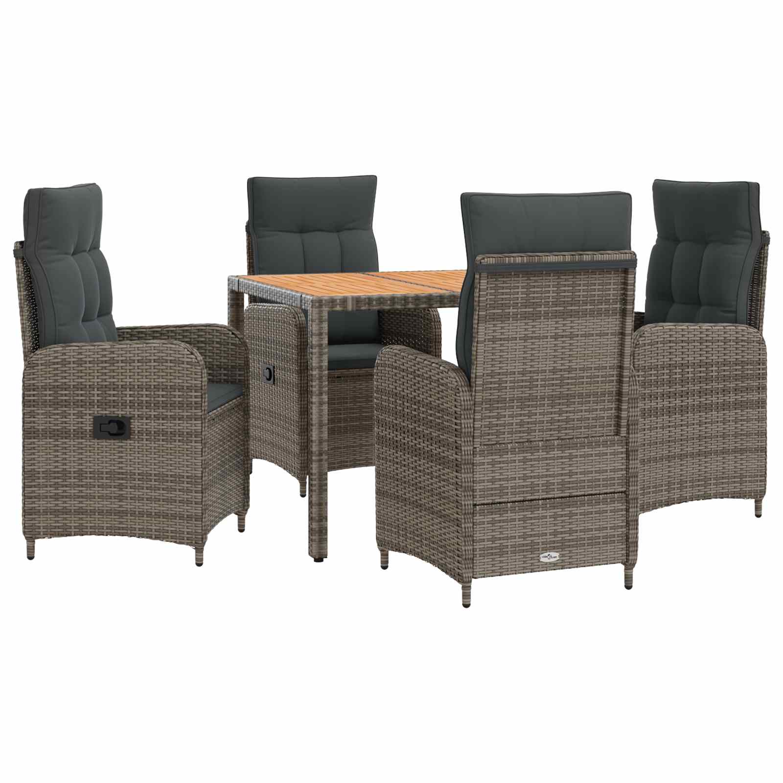 Outdoor Dining Set 5 pcs Light Grey and Dark Grey