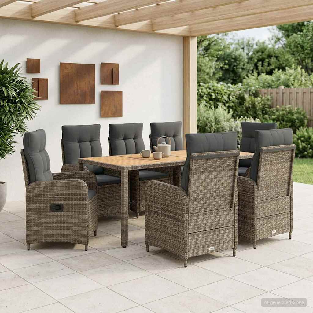 Outdoor Dining Set 9 pcs Light Grey and Dark Grey