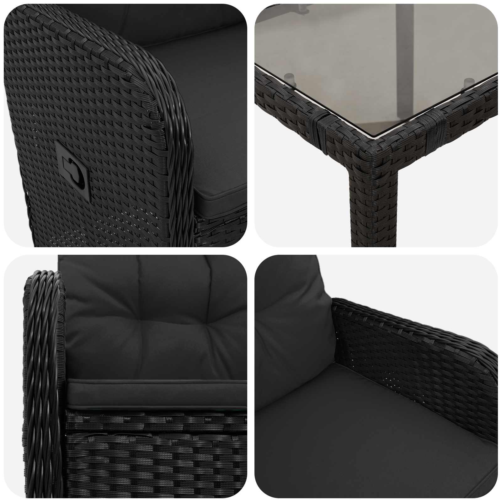 Outdoor Dining Set 3 pcs Black 90 x 90 x 75 cm Poly Rattan