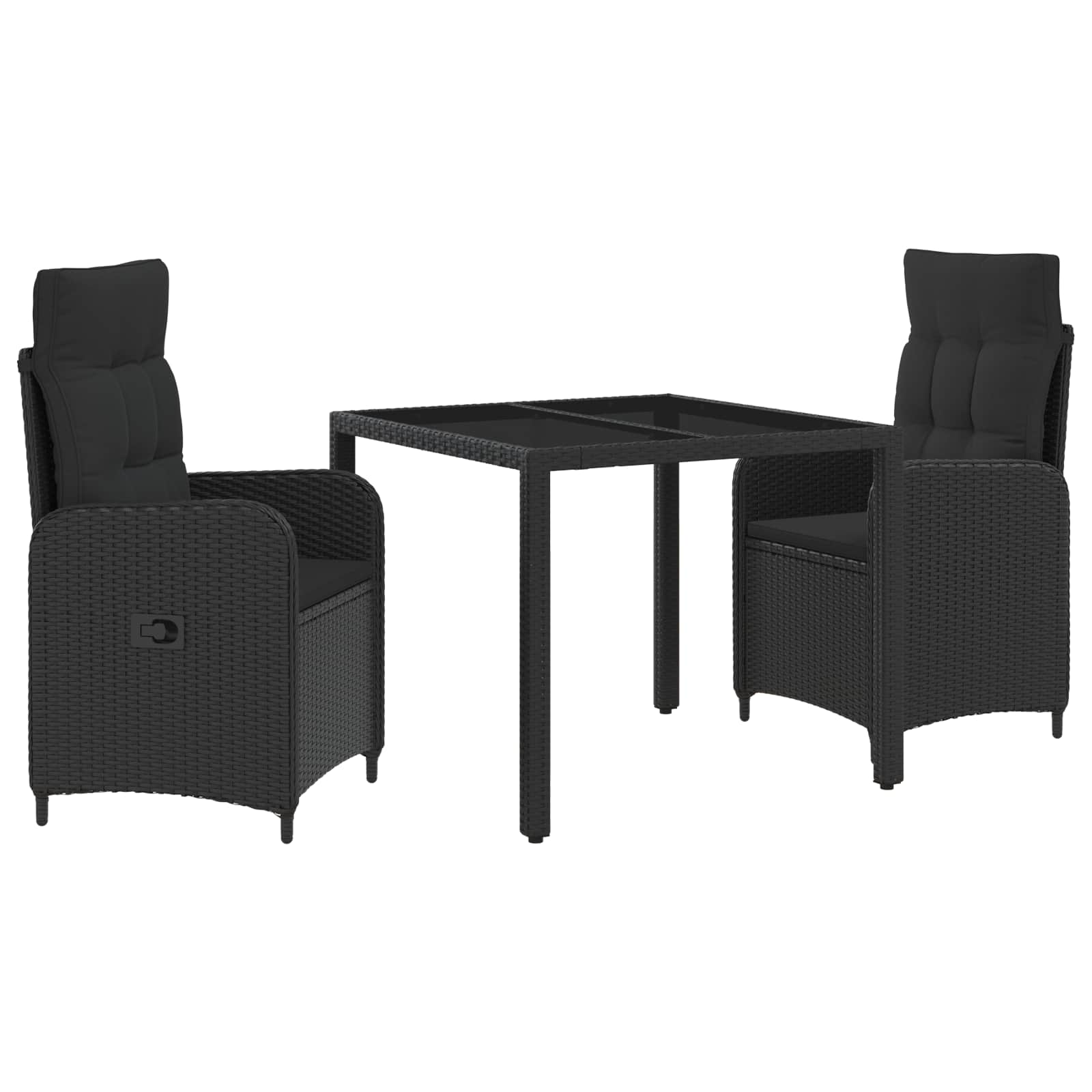 Outdoor Dining Set 3 pcs Black 90 x 90 x 75 cm Poly Rattan