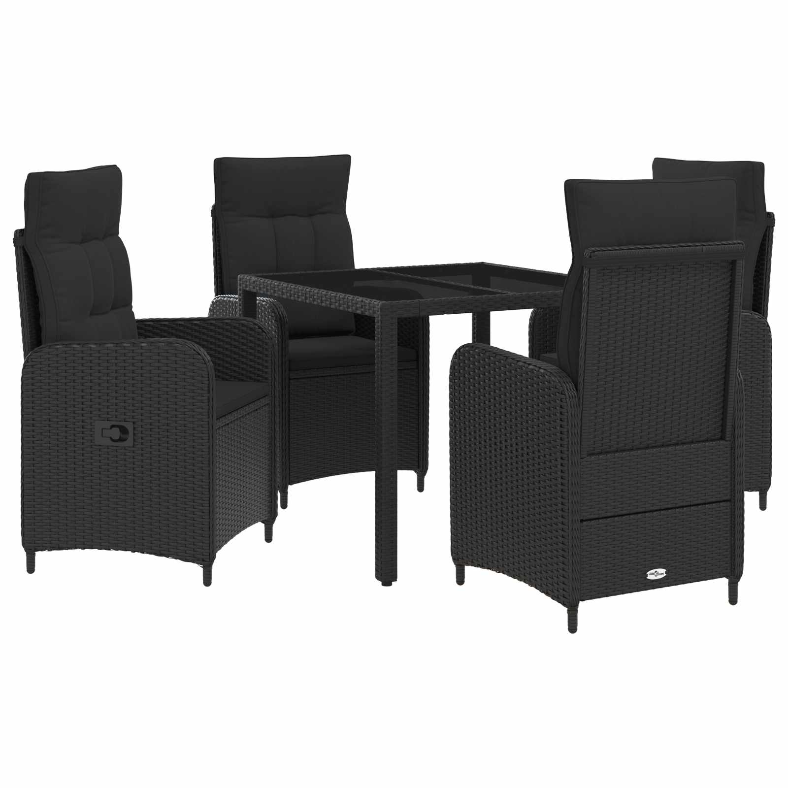 Outdoor Dining Set 5 pcs Black 90 x 90 x 75 cm Poly Rattan
