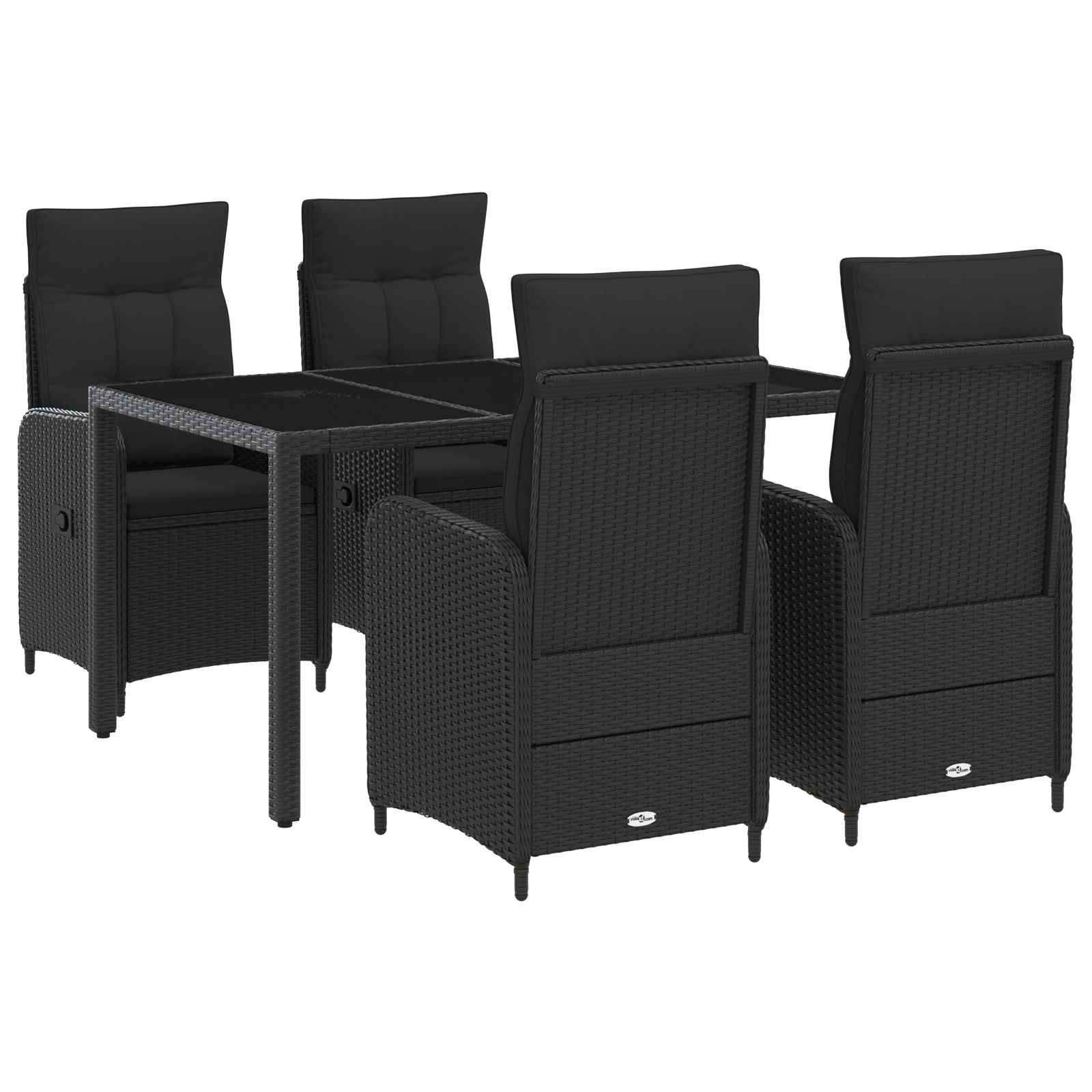 Outdoor Dining Set 5 pcs Black 150 x 90 x 75 cm Poly Rattan