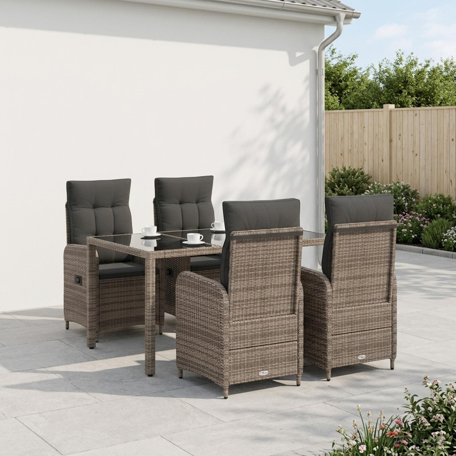 Outdoor Dining Set 5 pcs Light Grey and Dark Grey