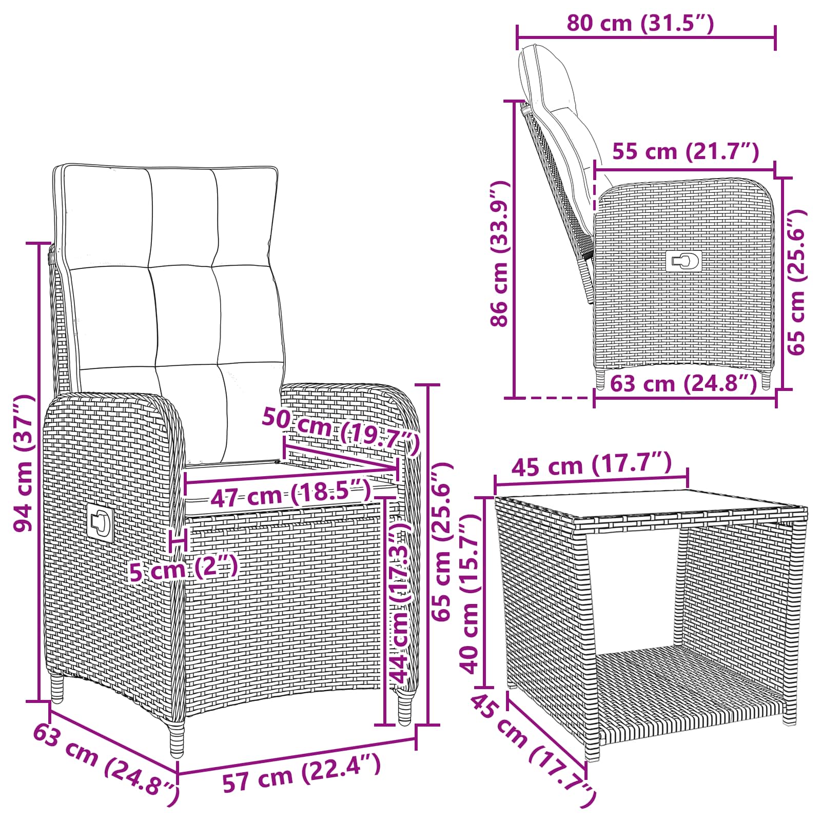 Garden Lounge Set 2 pcs Light Grey and Dark Grey