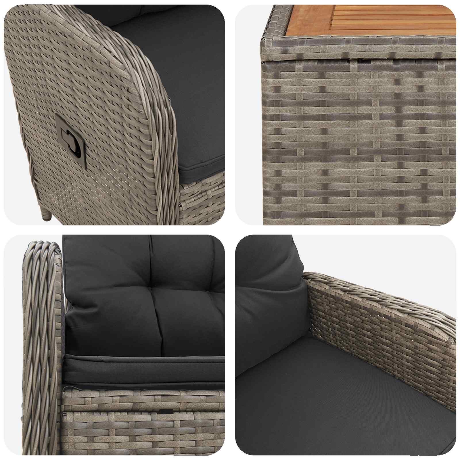 Garden Lounge Set 3 pcs Light Grey and Dark Grey