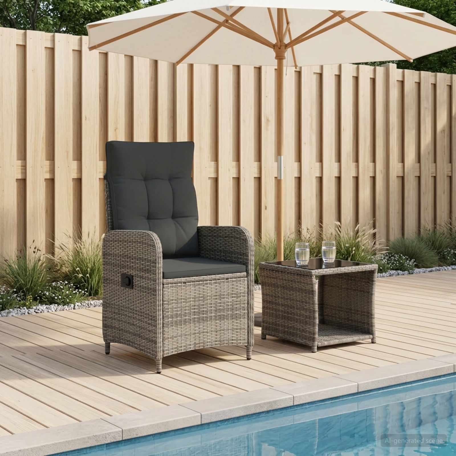 Garden Lounge Set 2 pcs Grey and Dark Grey