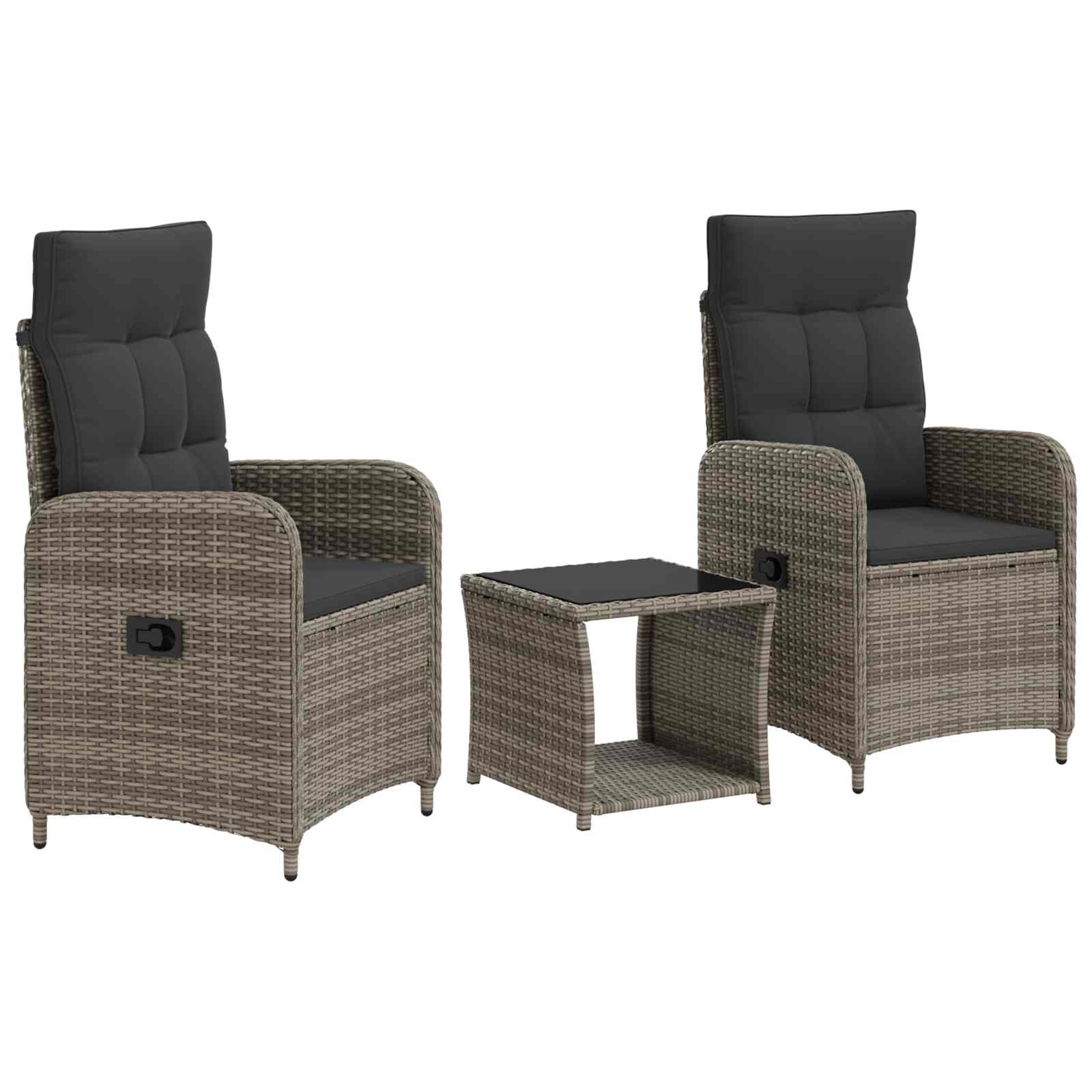Garden Lounge Set 3 pcs Grey and Dark Grey