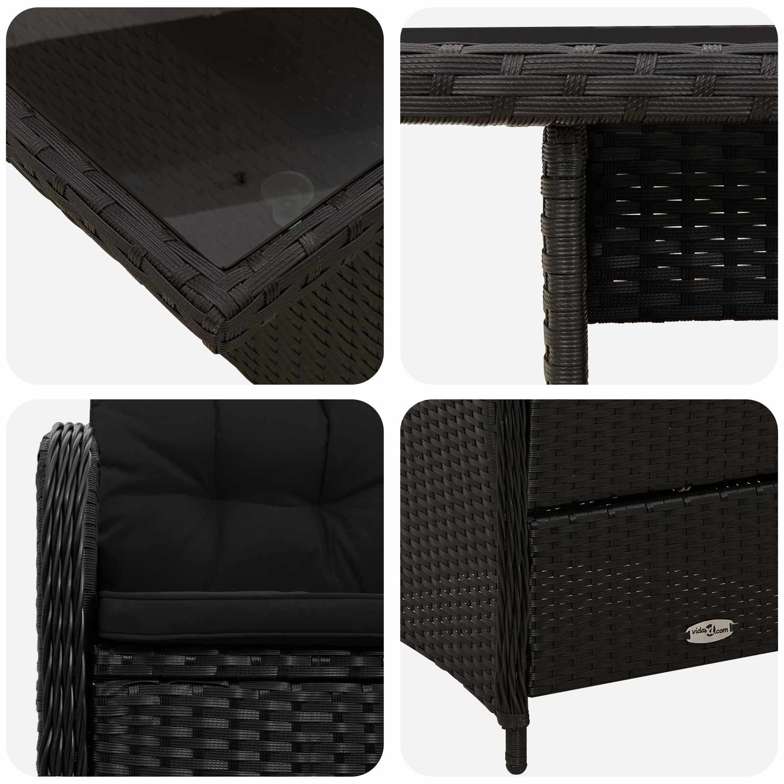 Outdoor Dining Set 5 pcs Black Poly Rattan