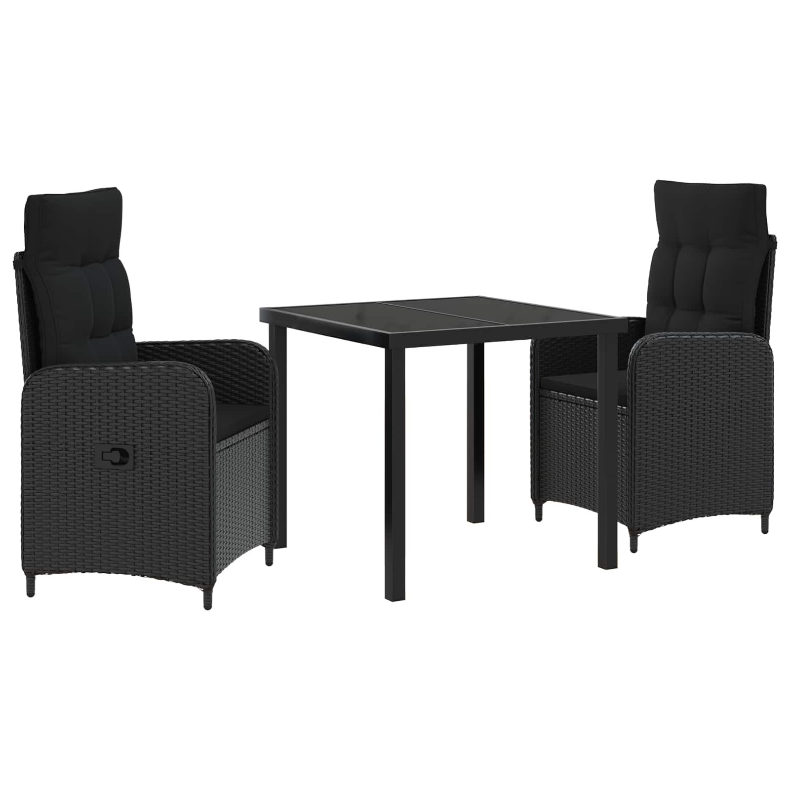 Outdoor Dining Set 3 pcs Black Poly Rattan